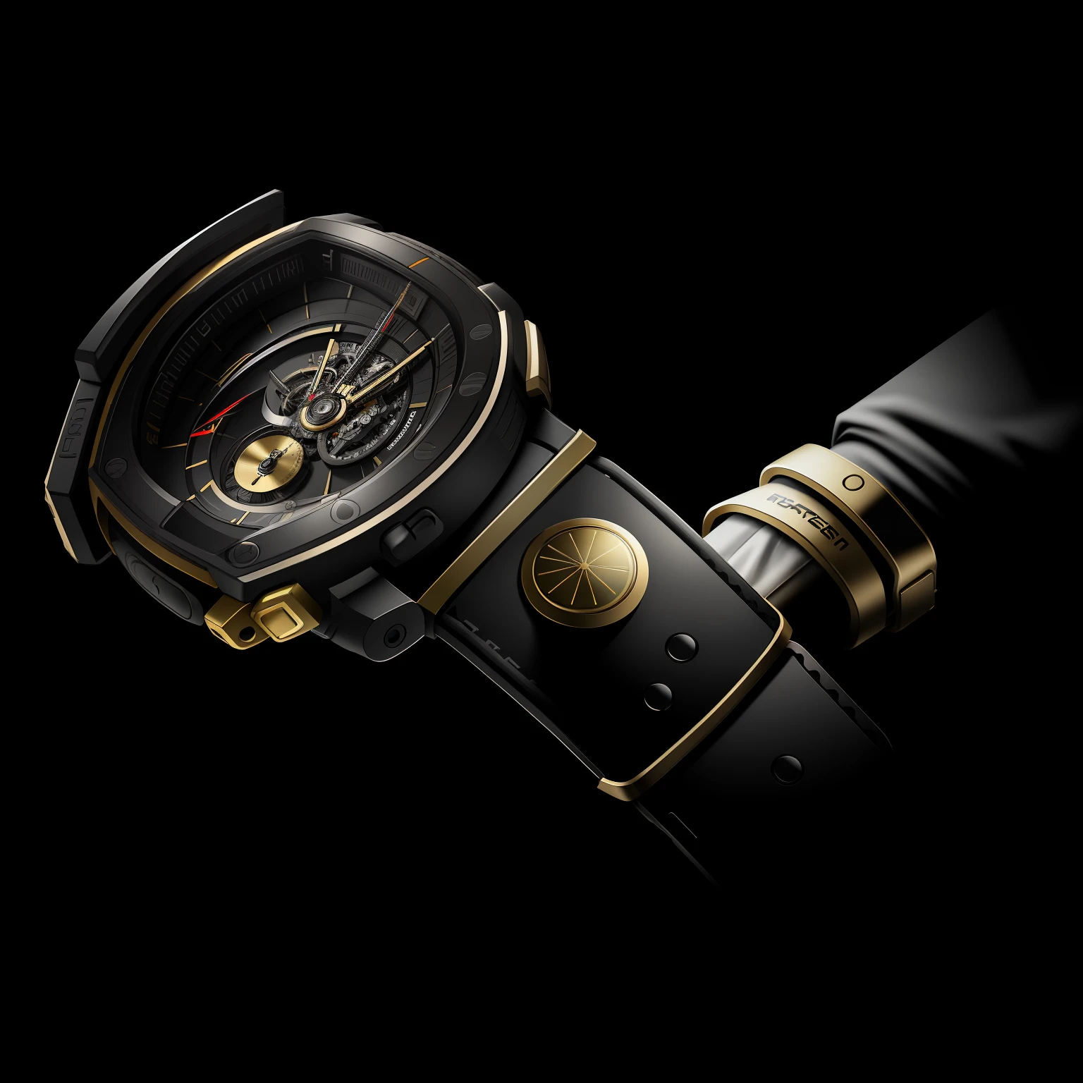 tmasterpiece,best qualtiy,rendering by octane,High-density imaging HDR, No Man, simple backgound, with black background, depth of fields, gradient backgrounds, (Phone watches),White case,Complicated details,Quality inspection function,G -shock design style,Protective design elements,waiting to start