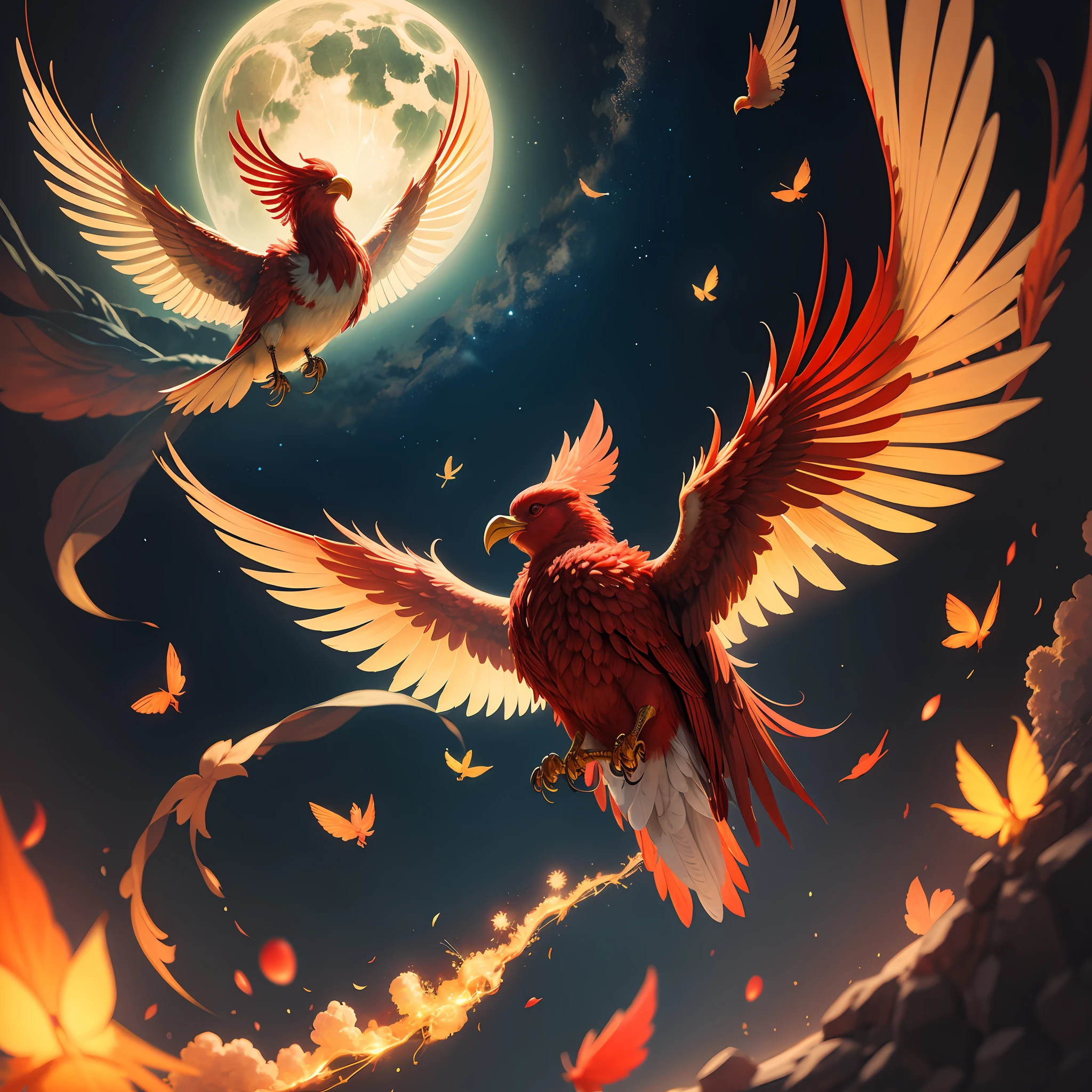 A celestial god，A sacred bird with a red body like a yellow sac，It has four wings and six legs。Although there is no mouth, nose and ears，But it can sing and dance。His name is Dijiang。 --auto