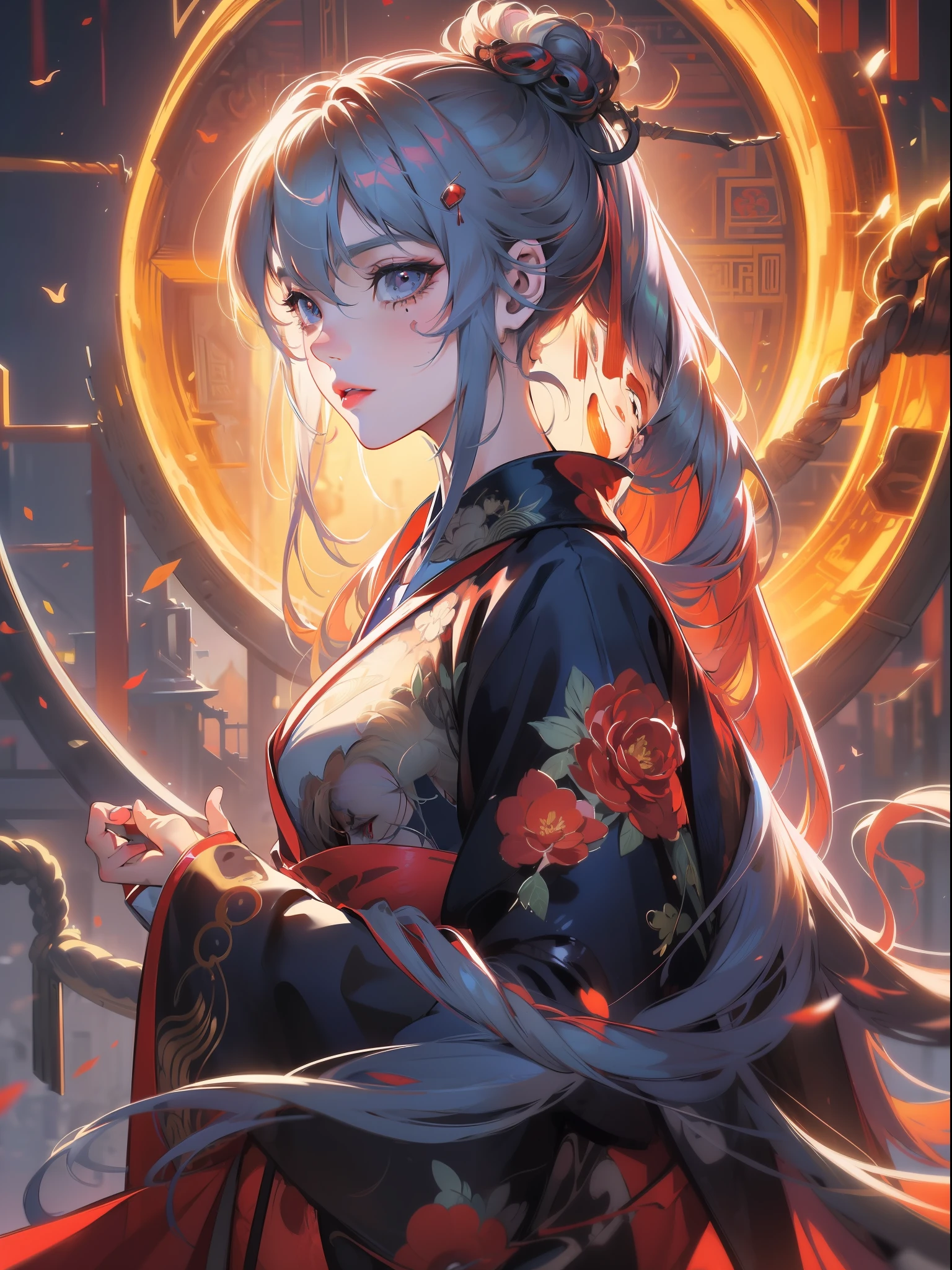 a close up of a woman with long hair wearing a dress, artwork in the style of guweiz, beautiful character painting, guweiz, palace ， a girl in hanfu, 8k high quality detailed art, detailed digital anime art, fantasy art style, detailed portrait of anime girl, beautiful anime portrait, stunning anime face portrait, guweiz masterpiece