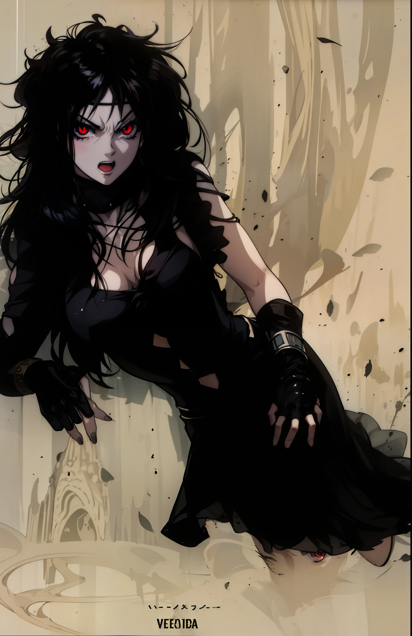 Girl,orelhas pontudas, olhos vermelhos,vestido uma armadura, vampira,4k