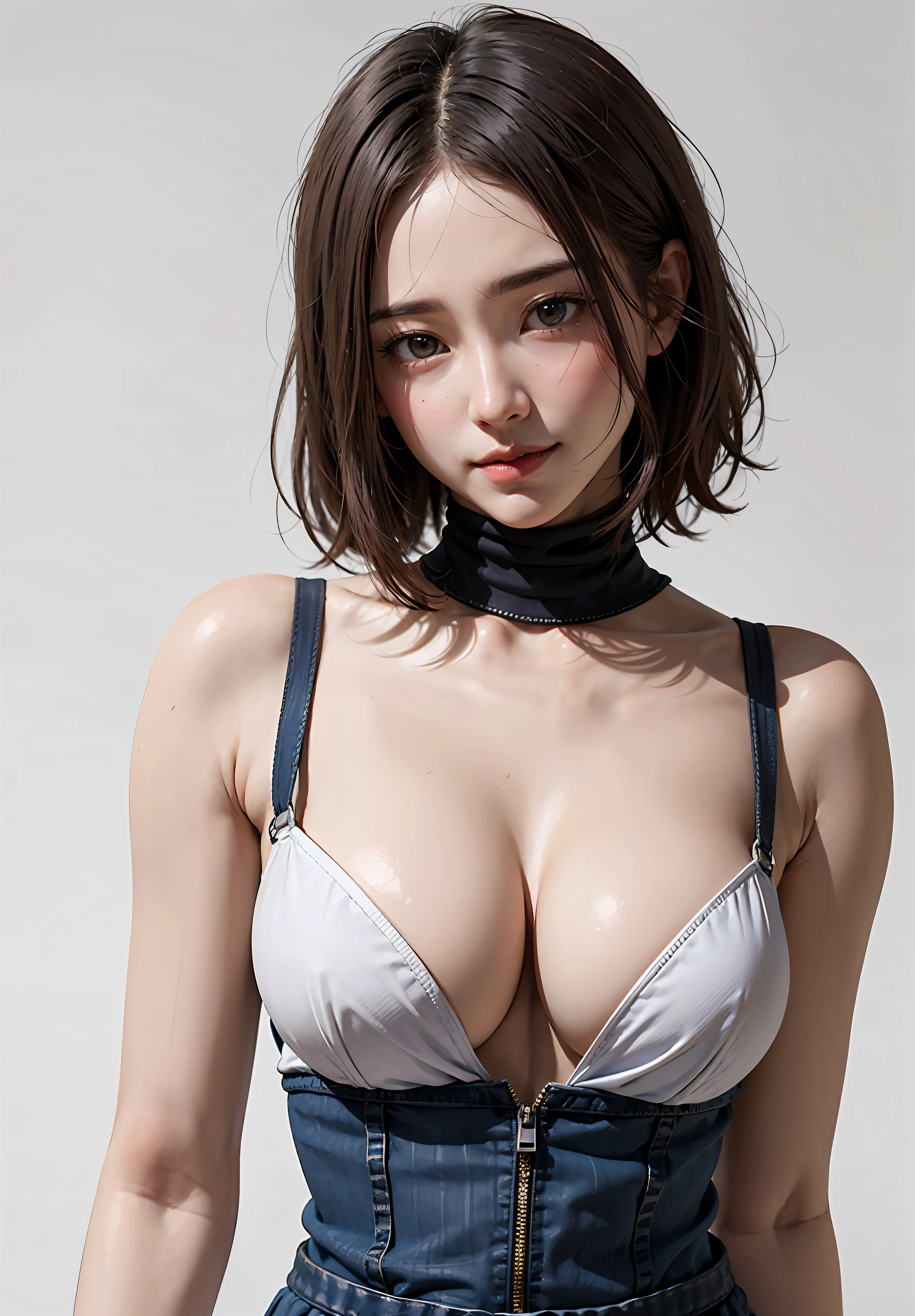 (Look firmly at the camera at the top、look up to)、Cute young ta、breasts indentation、cleavage of the breast、Super thick with a small waist、the areola is protruding、areola hollows、Realistic areola、large full breasts、Turtleneck sweater、doress、Short hair with 46 bangs、Azure Lane Metamorphosis、真实感、Hyper-Realism、perfect hand、Perfect fingers、perfect chest、perfect hair、perfect eyes、Cute young Lolireasts indentation、cleavage of the breast、Super thick with a small waist、the areola is protruding、areola hollows、Realistic areola、large full breasts、Turtleneck sweater、doress、short hair with bangs、Azure Lane Metamorphosis、真实感、Hyper-Realism、perfect hand、Perfect fingers、perfect chest、perfect hair、face perfect、perfect bodies、(Really pure white blank background)、(Look firmly at the camera、Hair fluttering in the wind just a little bit)Face、perfect bodies、(Really pure white blank background、190cm Supermodel、Close your mouth and smile happily)、Highlights in the eyes、Light brown eyes、long neck、