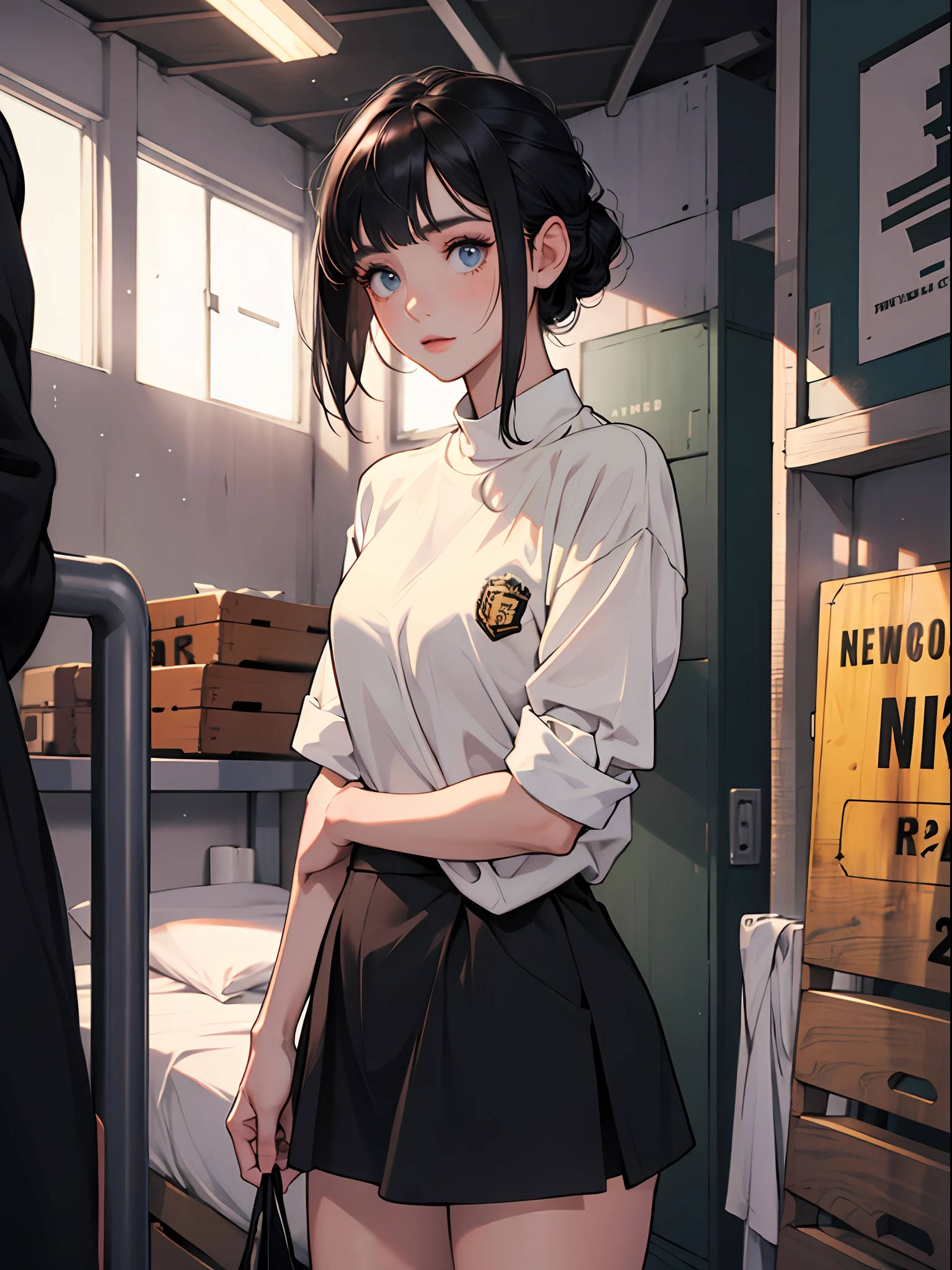 15 year old young girl : 1.3, short black hair: 1.2, Casual wear: 1.2, Daytime: 1.2, In the school campus: 1.2, Film lighting, Surrealism, UHD, ccurate, Super detail, textured skin, High detail, Best quality, 8k
