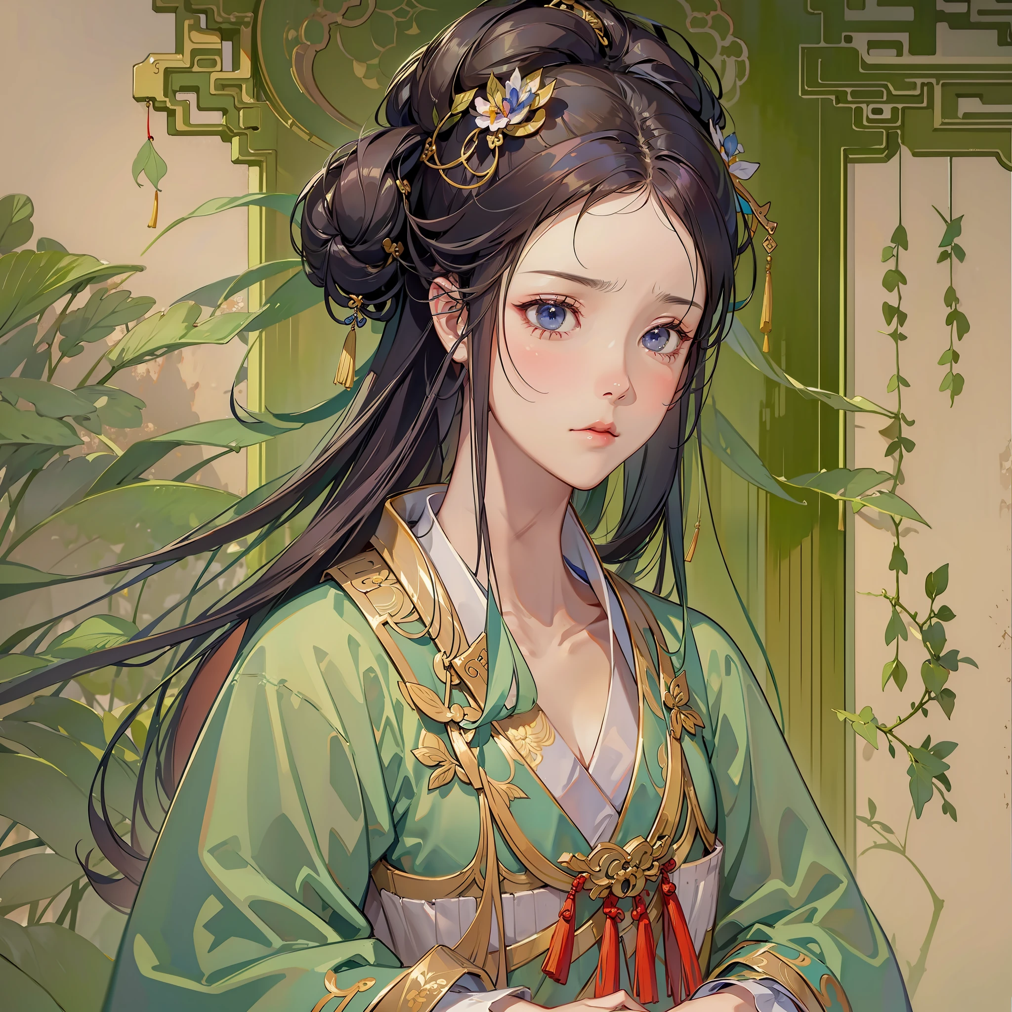 (A lovely maiden, weak, sad expression)
(In an ancient courtyard)
(Chinese)