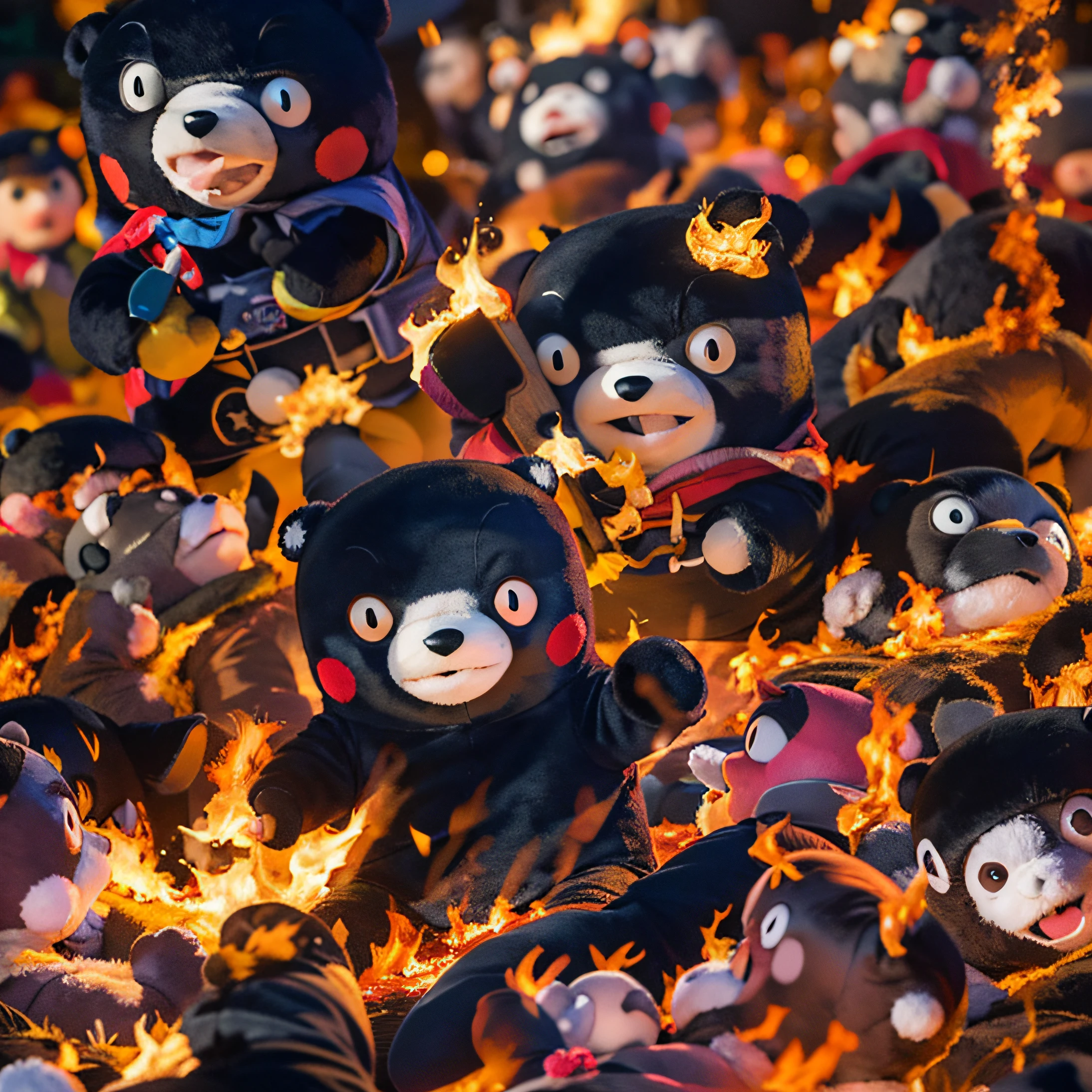 kumamon , burning ,Background with,1人