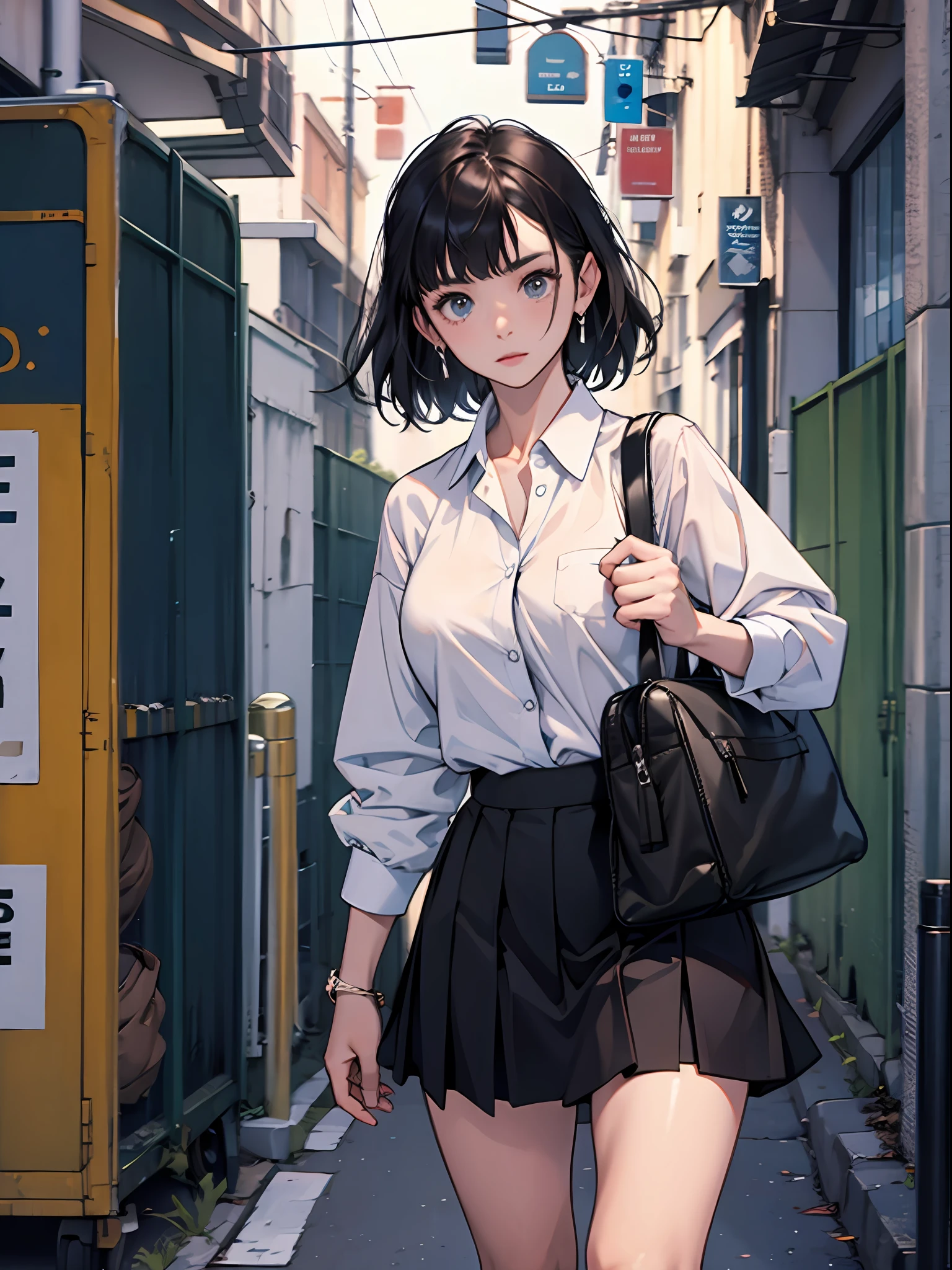 15 year old young girl : 1.3, short black hair: 1.2, Casual wear: 1.2, Daytime: 1.2,In the school campus: 1.2,Wearing school uniform:1.2, Film lighting, Surrealism, UHD, ccurate, Super detail, textured skin, High detail, Best quality, 8k,