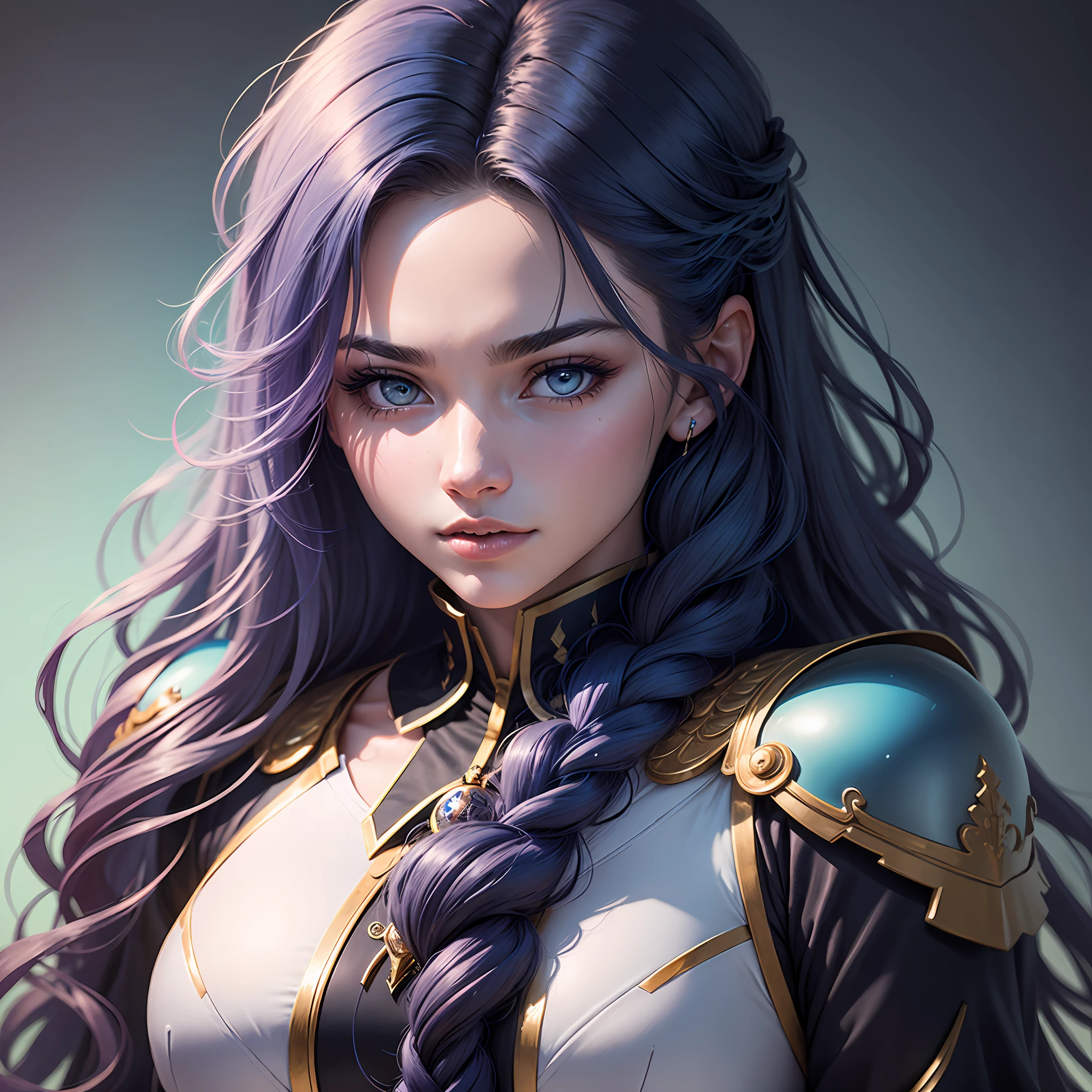 half body portrait of charming girl with blue skin and white long wavy hair, detailed skin, beautiful look to the camera, ancient fantastic suit, detailed suit, 8K , super details, colorful background, blurred background, sharp focus, dynamic pose --auto
