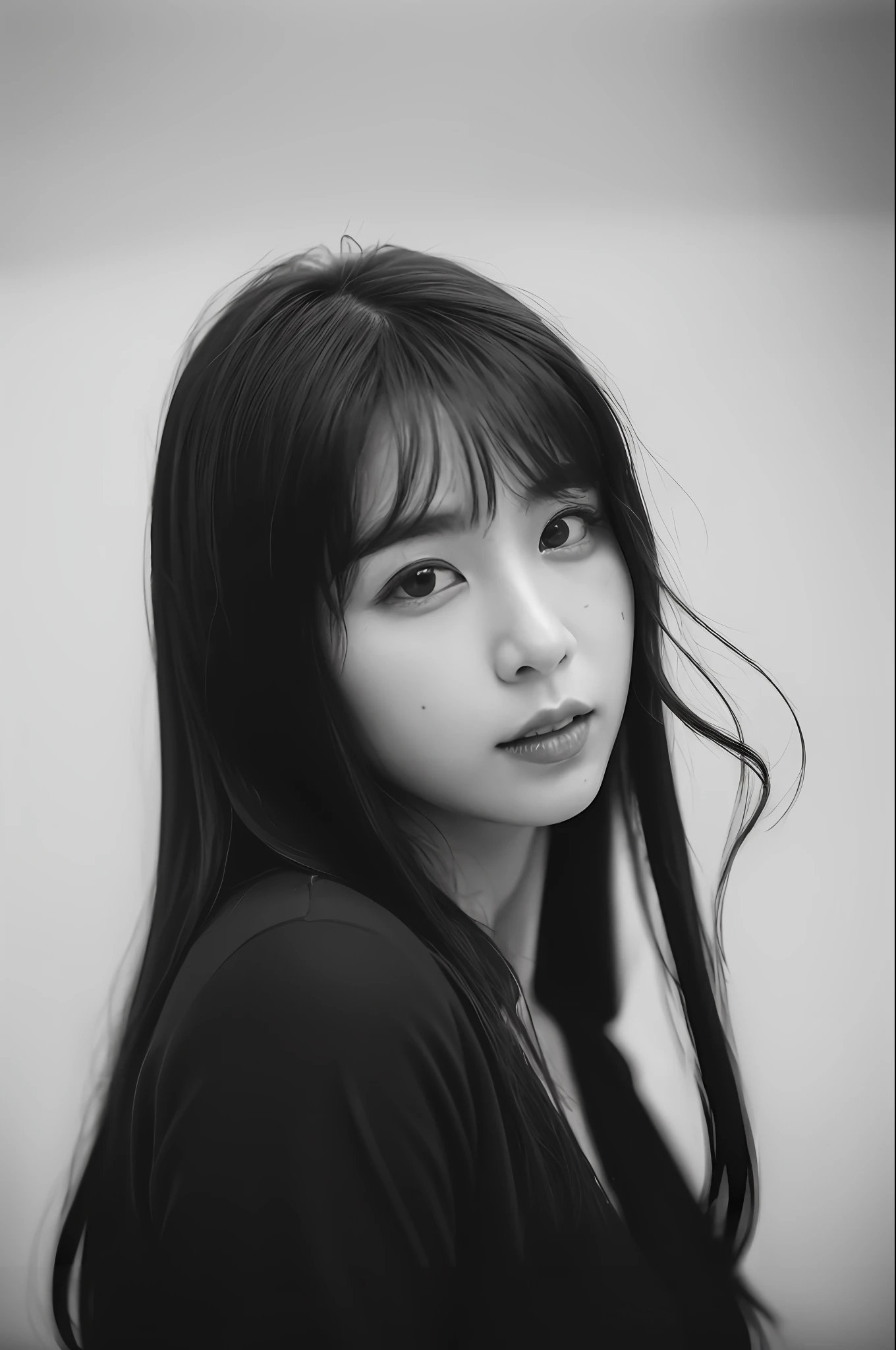 Photo of a Beautiful Korean kpop idol Woman, Summer, lecherous, filmgrain, Ilford HP5, 80mm