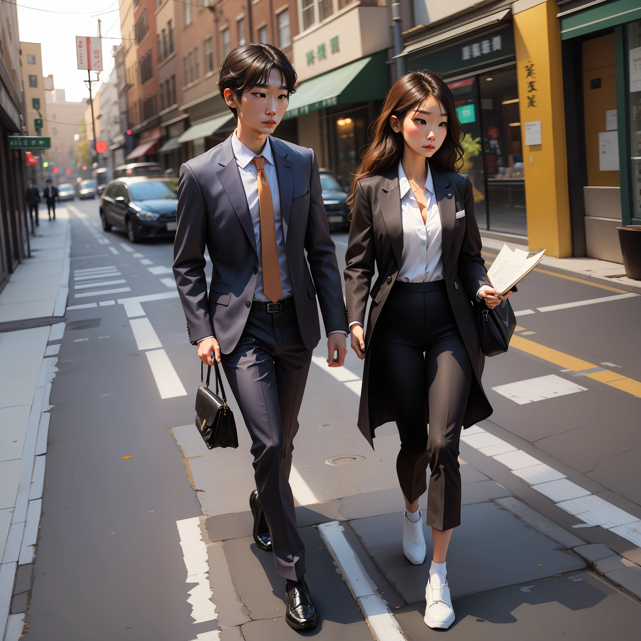 Wearing a suit、Walk briskly with a job hunting bag on your shoulder