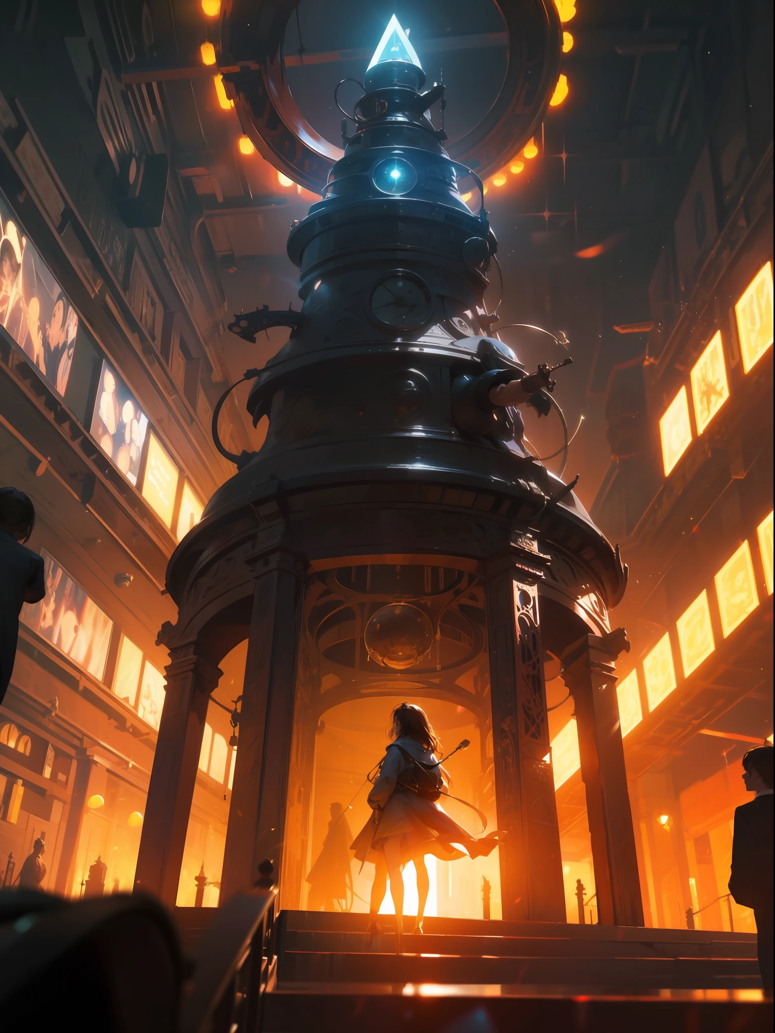 Faraway view, scenery background, (at night:1.2), ((Cinematic lighting)), ((dramatic lighting)), Complicated details, lens flare