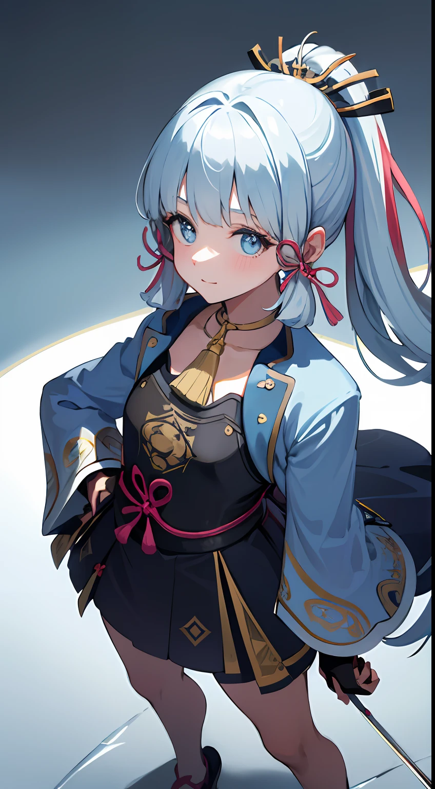 (((masterpiece))), 4k res, highly detailed, (((extremely detailed eyes))), detailed background, cinematic lighting, crystal clear eyes, high quality, highres, ultra-detailed, 8k, best quality, 1girl, solo, shadow, backlighting, light particles, Thick Eyelashes, Wide Sleeve, thick thighs, (masterpiece:1.3), (the best quality:1.2), (super fine illustrations:1.2), (Masterpiece), high quality, high detail,(SOLO:1.4),((round image)), whole body, 1girl, kamisato ayaka, smile, blush, closed mouth, cryokinesis, black gloves, thick, arms behind back, hands on hips, hands on own chest, village