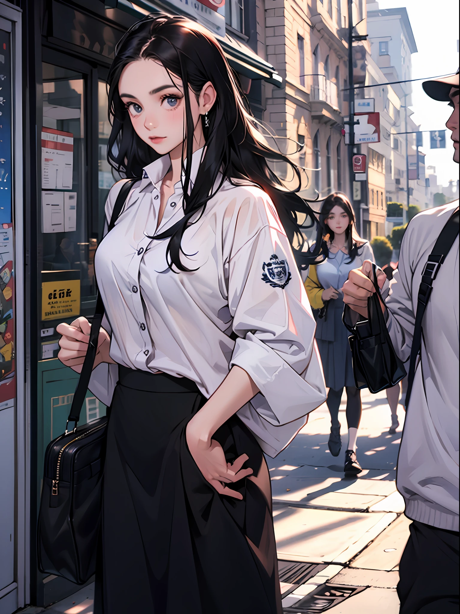 15 year old young girl : 1.3, long black hair: 1.2, Casual wear: 1.2, Daytime: 1.2,In the school campus: 1.2,Wearing school uniform:1.2, Film lighting, Surrealism, UHD, ccurate, Super detail, textured skin, High detail, Best quality, 8k,