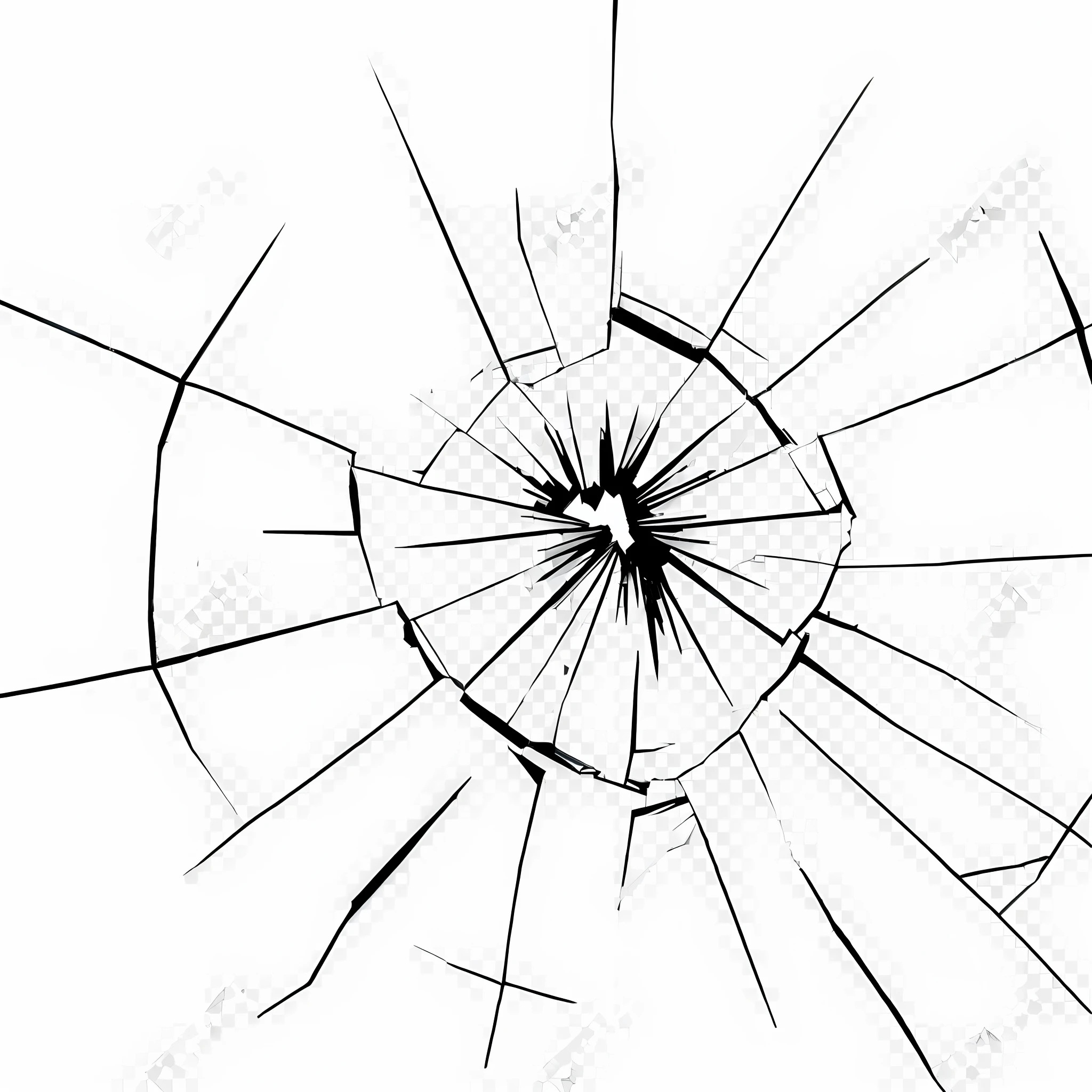 A broken glass window,There is a hole in the middle, Glass that breaks reality, glass breaking, Cracked glass, Broken glass, Broken glass, Cracked picture windows, Broken glass plates, 1024x1024, Transparent background, cracked mirror, shattered wall, cracked windows, Photo of broken glass, cracks, transparent backround, Vivid cullet