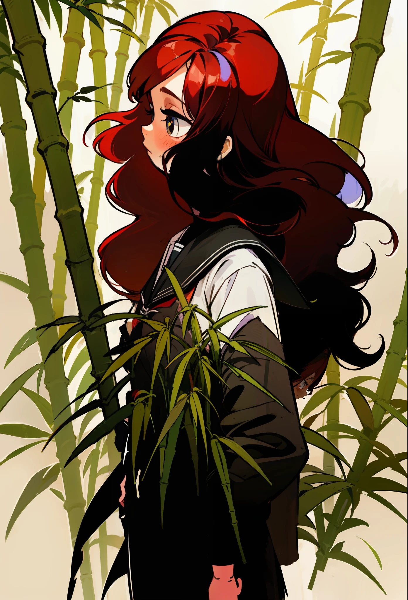 Red-haired, students, school uniformss, Passion, schools, Long-haired, Bamboo