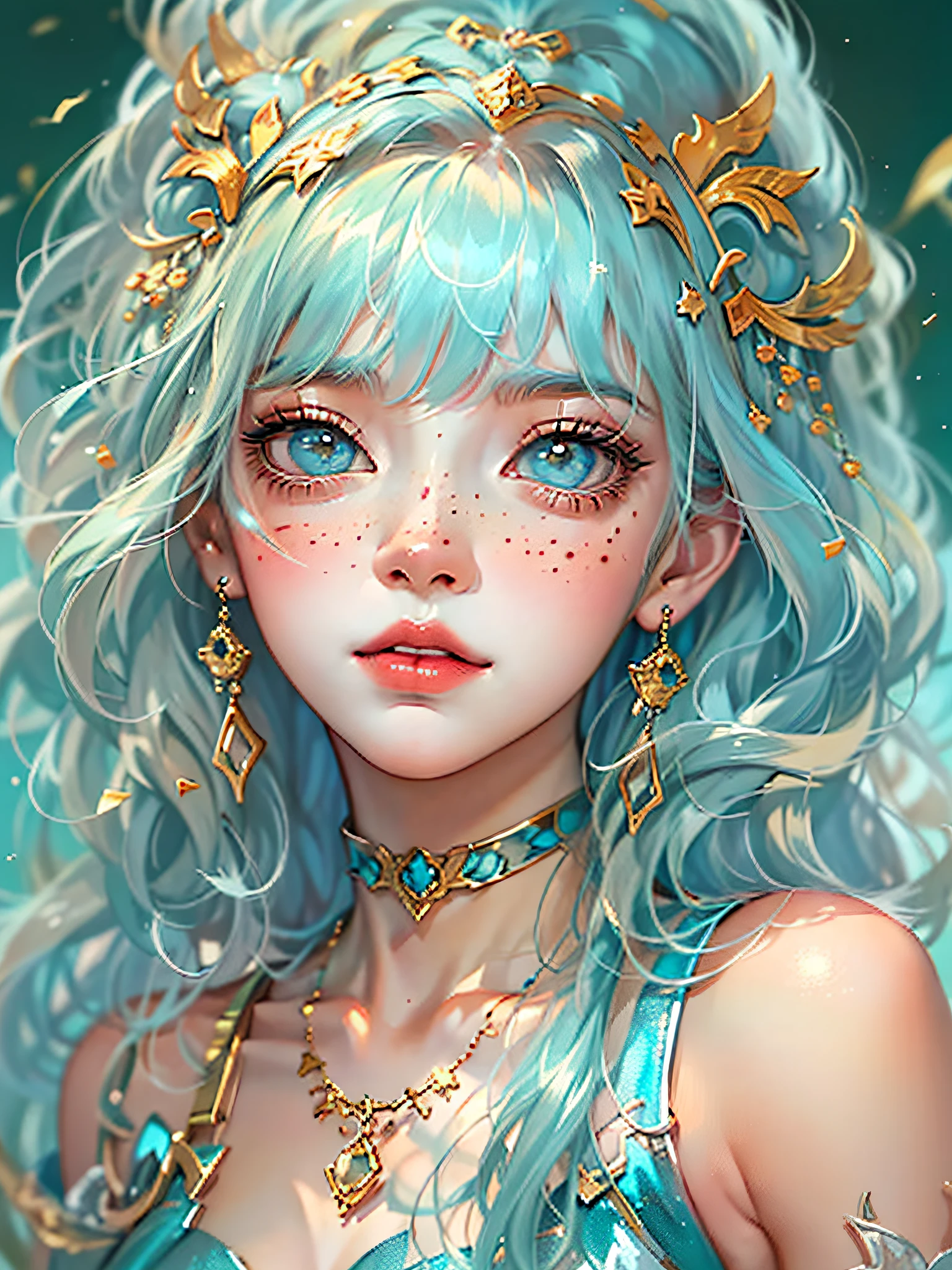((ultra detailed)),((Bright eyes)), (Detailed eyes) , 8k, blink blink, (The Little Faux Freckles Makeupgirl), ((realistic skin)), ((focus detailed 2 straps on the shoulders of dress)) , ((shiny facial skin)), with colorful hair and a colorful dress, rossdraws pastel vibrant, rossdraws cartoon vibrant, style anime 8k, beautiful portrait, artgerm colorful!!!, ! dream artgerm, beautiful anime girl, styled digital art, art wallpaper 8k, digital art, extremely detailed artgerm,
