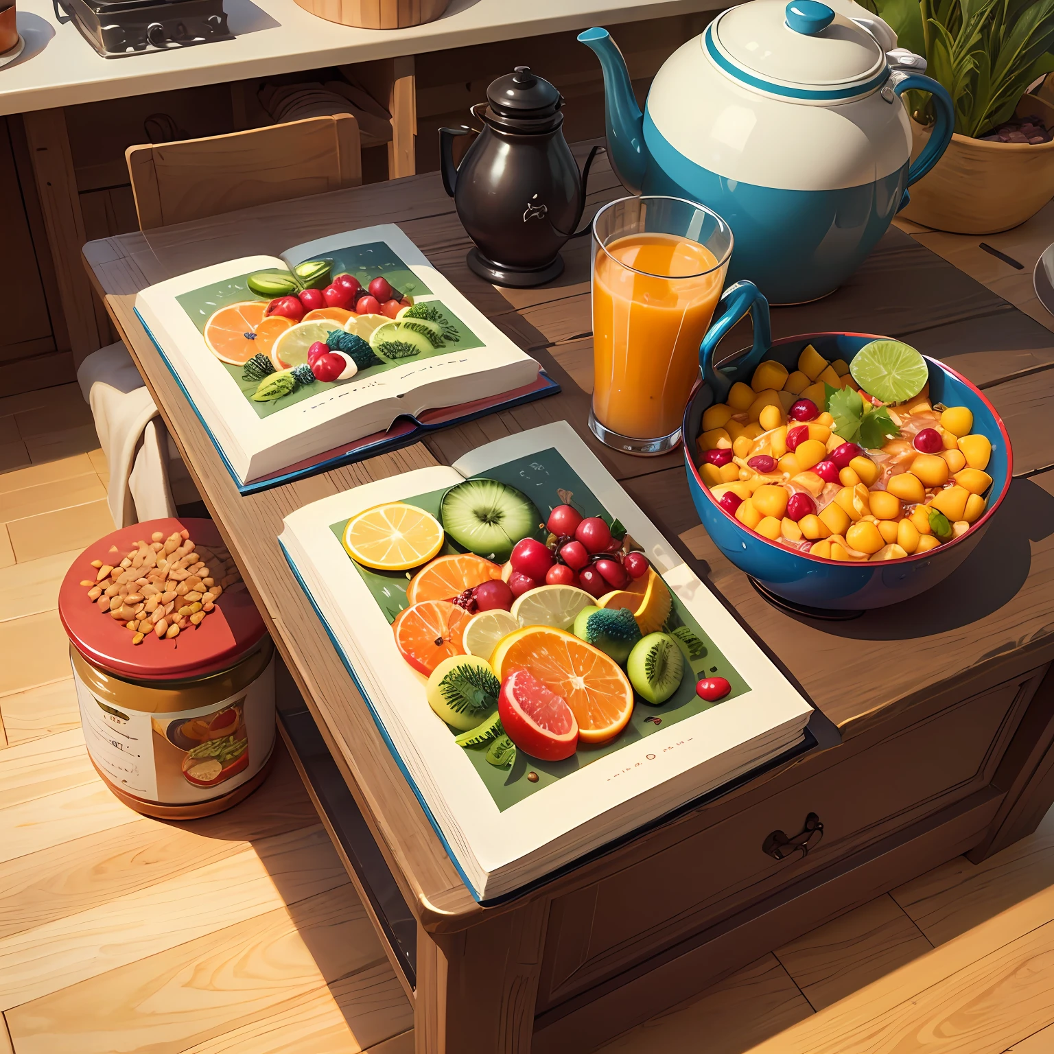 capa de livro de receitas, com legumes, frutas, verduras e temperos --auto