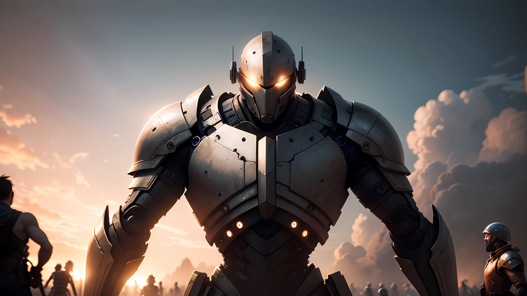 This stunning painting depicts an epic battle between a group of humans and an AI group. The number of characters is large, they can be seen to the smallest detail, thanks to the high resolution of the image (8K). The picture is made in the style of a cartoon, but it has photographic realism. Effects are displayed using RTX, HDR, and photorealism technologies, which add even more depth and detail. The image quality is so high that you can almost feel the textures and feel every moment of the scene. Overall, this work of art is a real masterpiece and represents the best that can be done in this genre. --auto