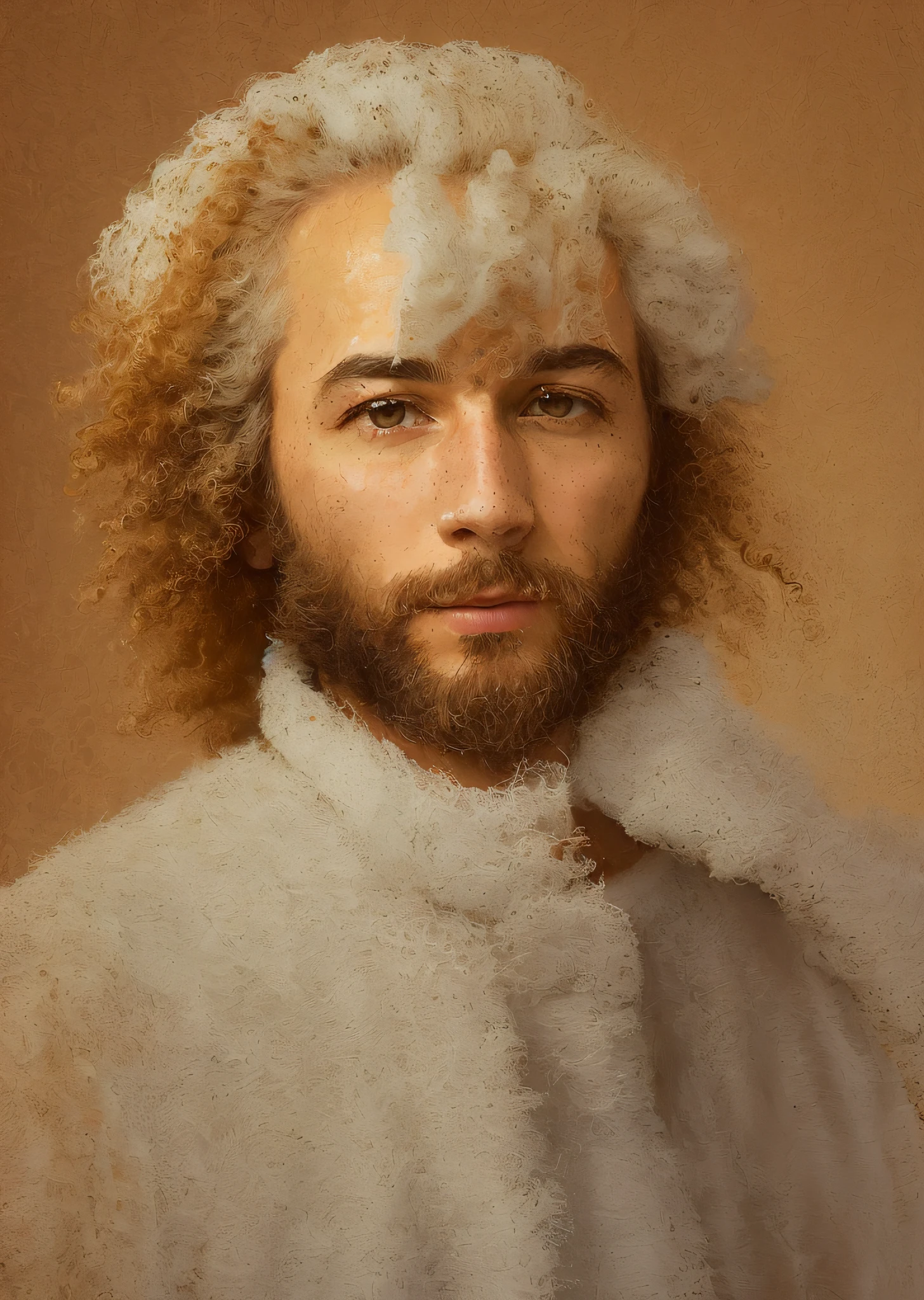 fotografia realista de um homem com um cabelo branco mais curto e uma jaqueta de couro marrom, Arte digital premiada, Energetic, (insanamente detalhado:1.5), 20 megapixels, Canon EOS R3