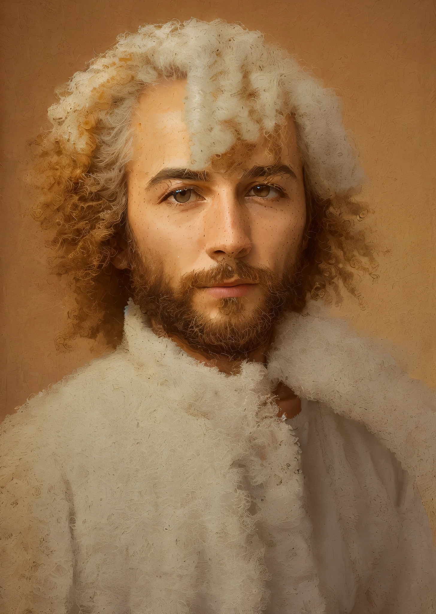 fotografia realista de um homem com um cabelo branco mais curto e uma jaqueta de couro marrom, Arte digital premiada, Energetic, (insanamente detalhado:1.5), 20 megapixels, Canon EOS R3