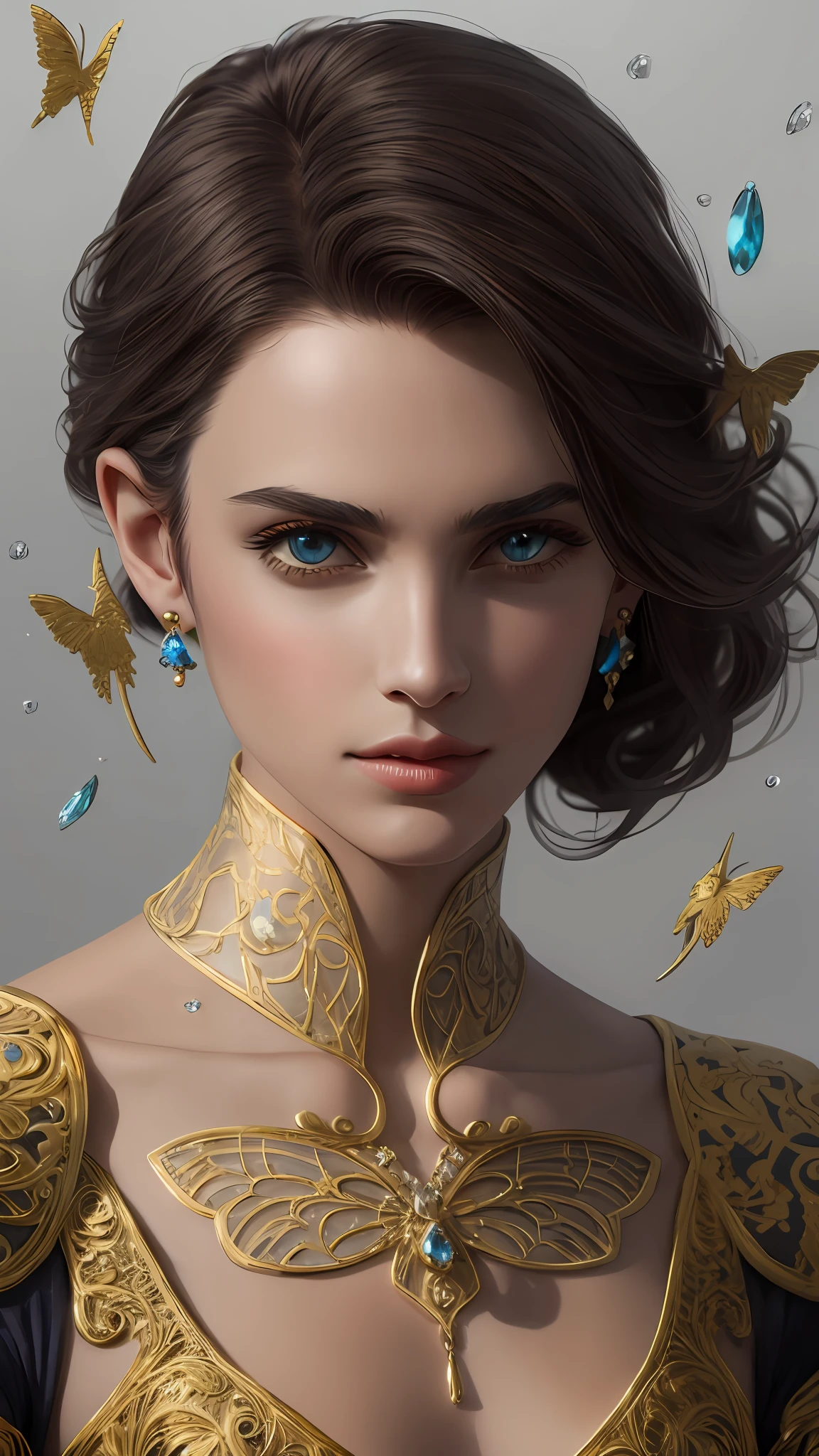 Earrings made of gold with blue stones