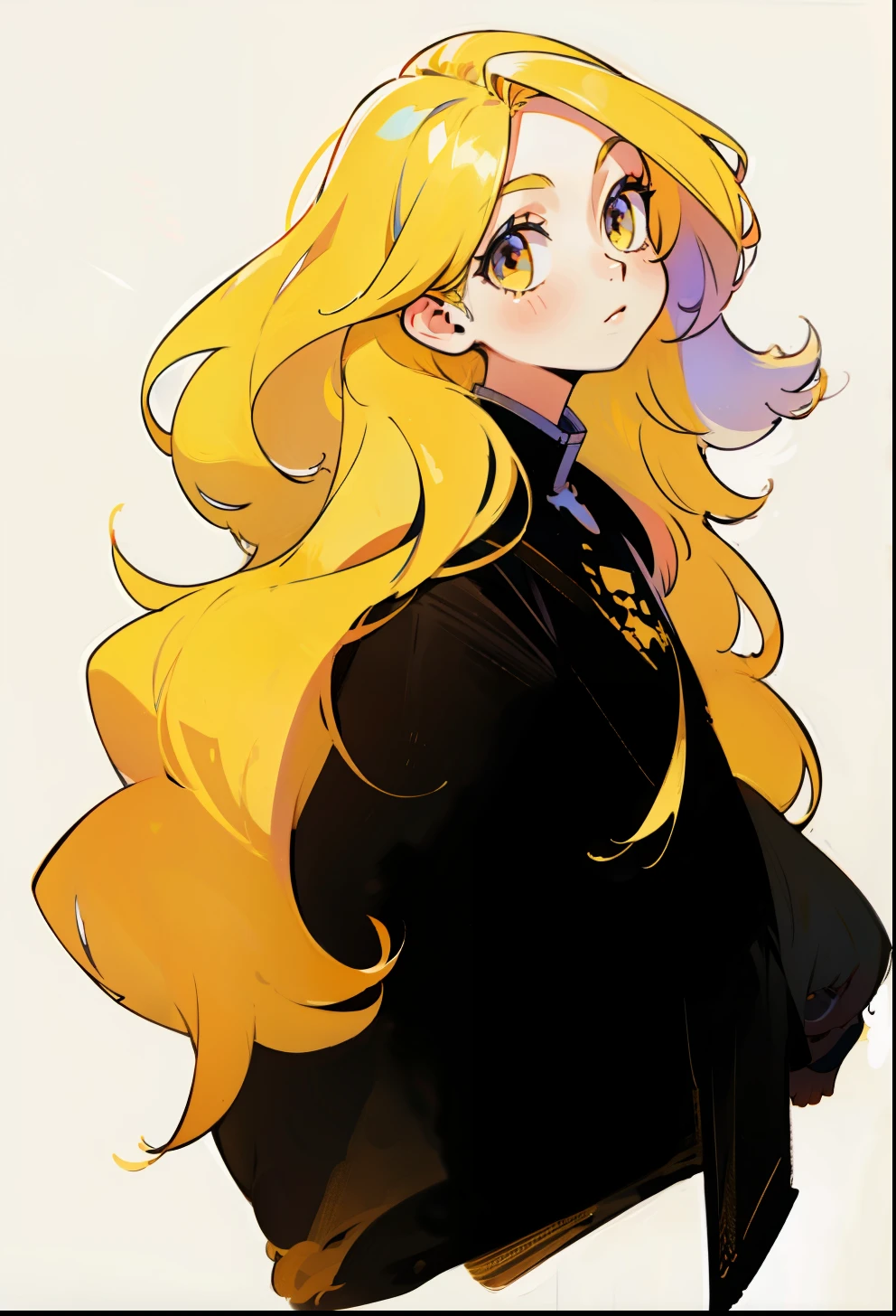 yellow hair, Long-haired, 1 girl in