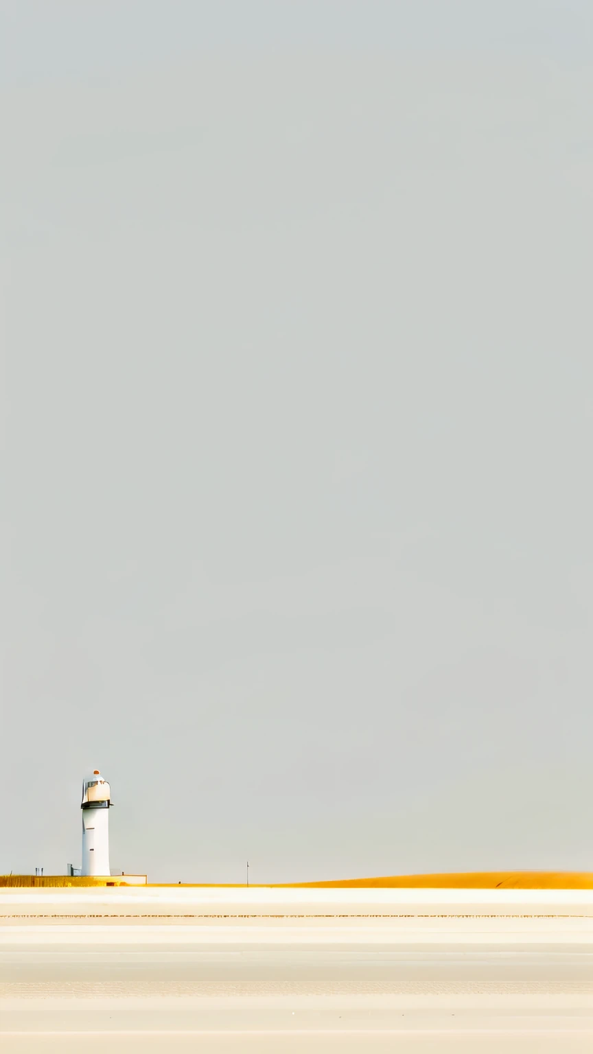 A lighthouse in the distance, minimalistic composition, zoomed out very far, Minimalist photos, distant cityscape, distant full body view, shot on 1 5 0 mm, Seen from a distance, visto ao longe, minimal composition, visible from afar!!, spaceship in background --auto