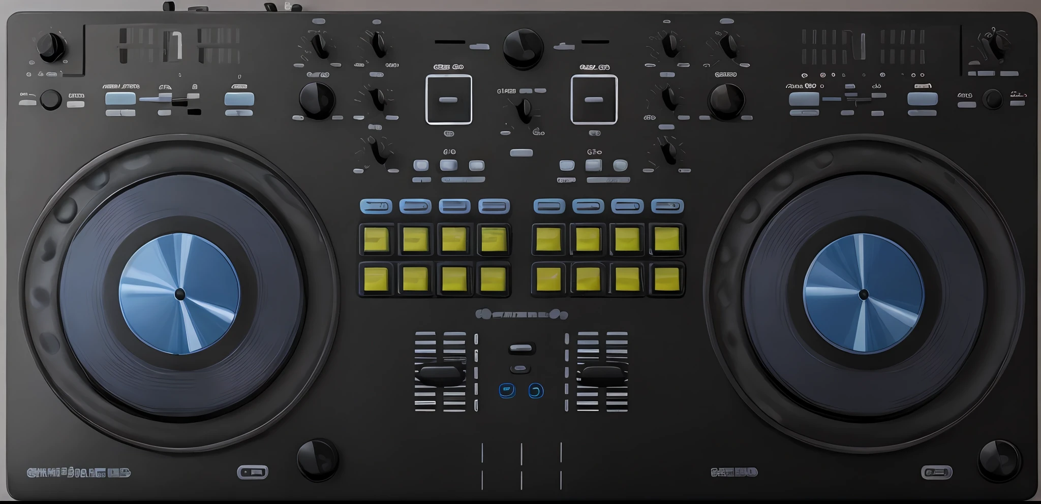 Um close up de um controlador de DJ com um disco dourado, Mixer DJ, DJ, Conjunto de DJ, turntables, DJING com toca-discos DJ, turntablist, audio equipments, Turntablism DJ arranhando, Roland, Deck do controlador, 2 0 1 4, 2014, obra de arte ", obra de arte", 2022, 2 0 2 2, DJ Sura