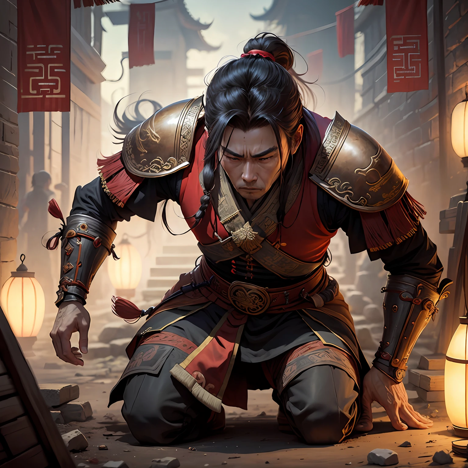 game style，Wounded ancient Chinese general， --auto