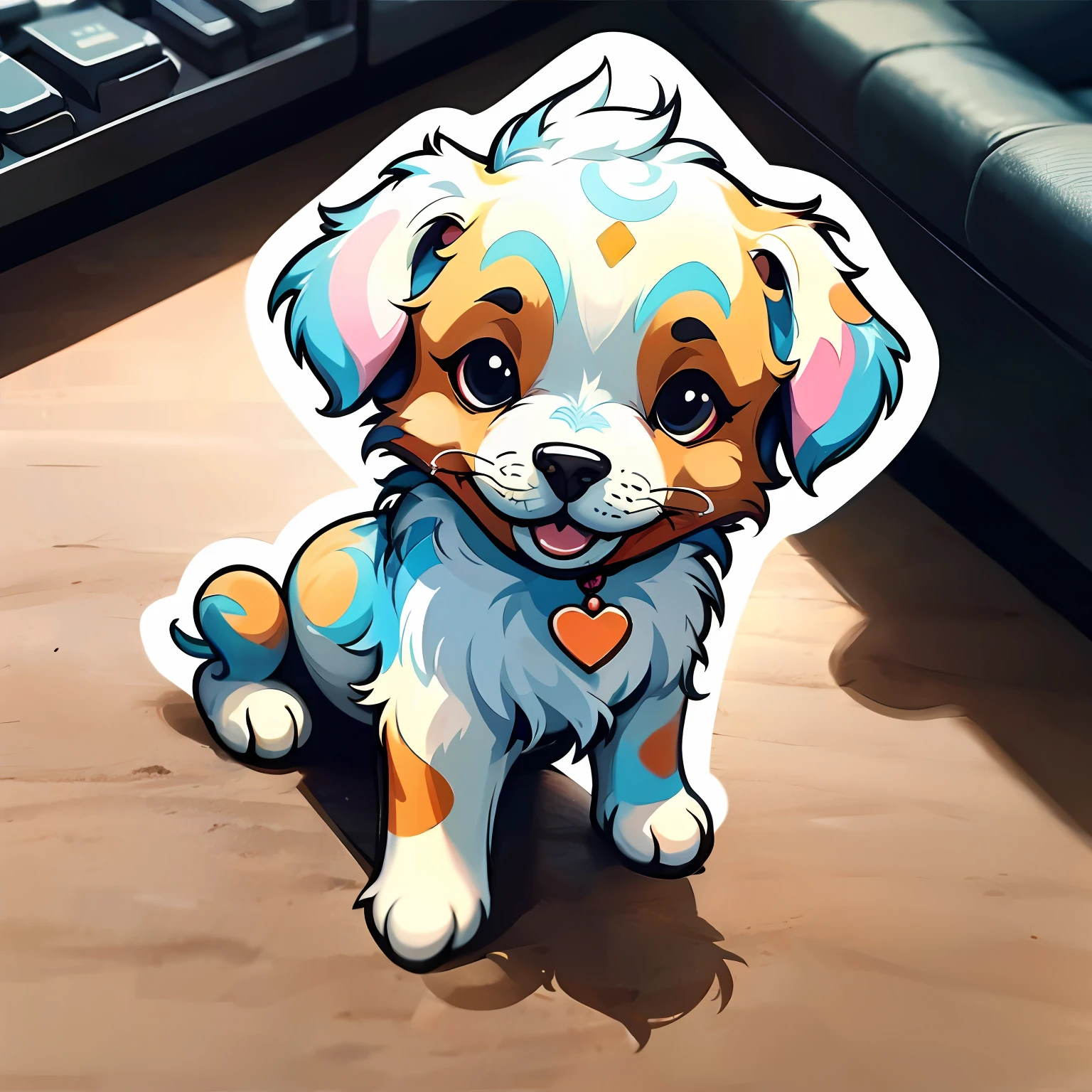 A logo a Dog cute little a sticker --auto