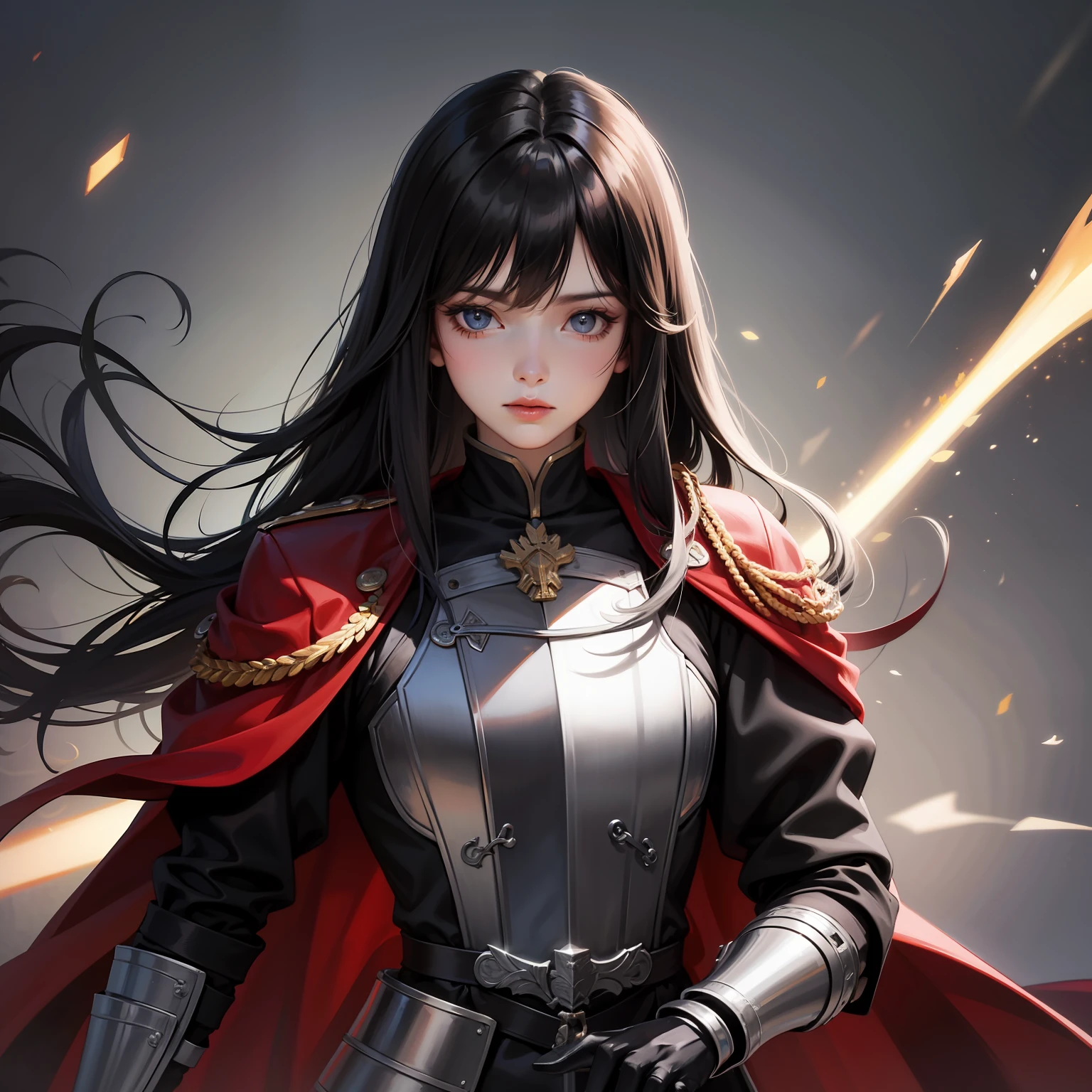 Best quality，tmasterpiece，General in costume，Loose black hair，Broken armor，battlefiled，bloods --auto