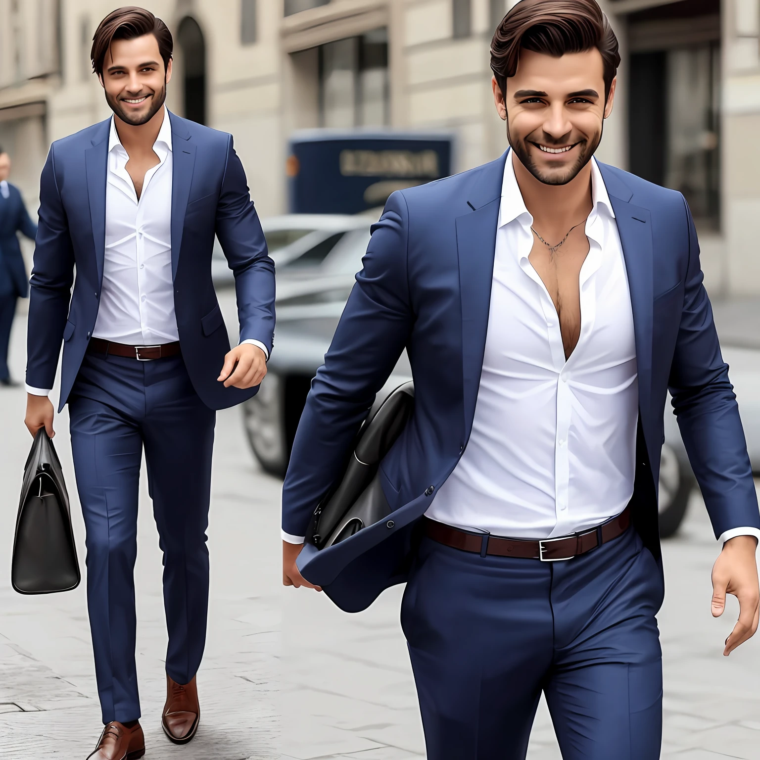 um homem de terno e gravata, lawyer short dark brown hair back, levemente sorrindo, branco --auto
