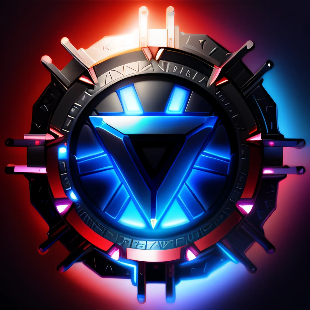 A blue Iron Man symbol with a circular shape, forte, tony Stark, imagem do avatar, Ironman, design do escudo, foto de perfil, Krypton Ion, heroic!!!, Wheel of Ixions, emblema do escudo, foto de perfil 1024px, ferro, homem de ferro superior branco, 3D Icon for mobile game, game icon asset, Arte conceitual de Tony Stark, trono