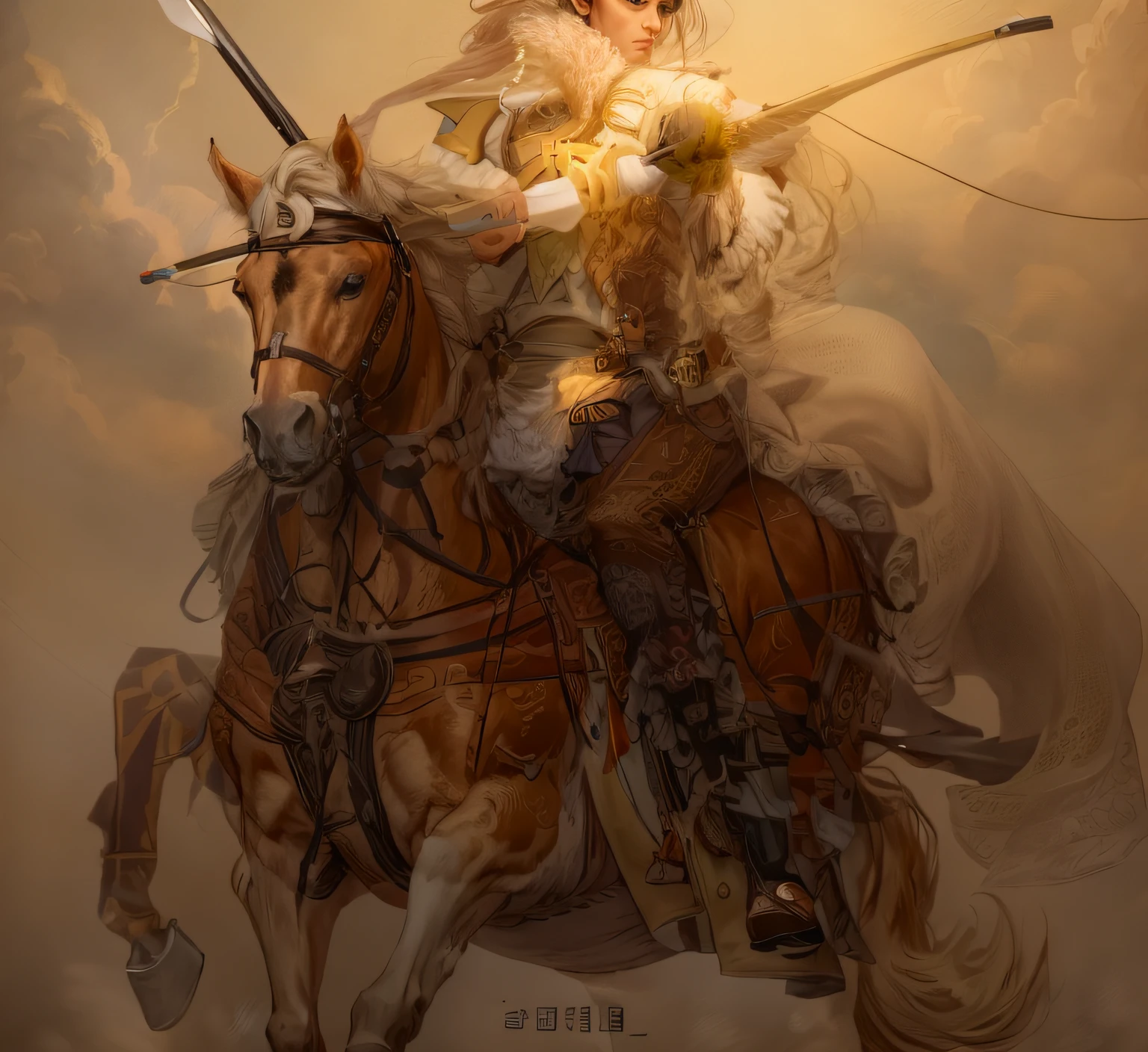 There was a man riding a horse with a bow and arrow, author:ruanjia