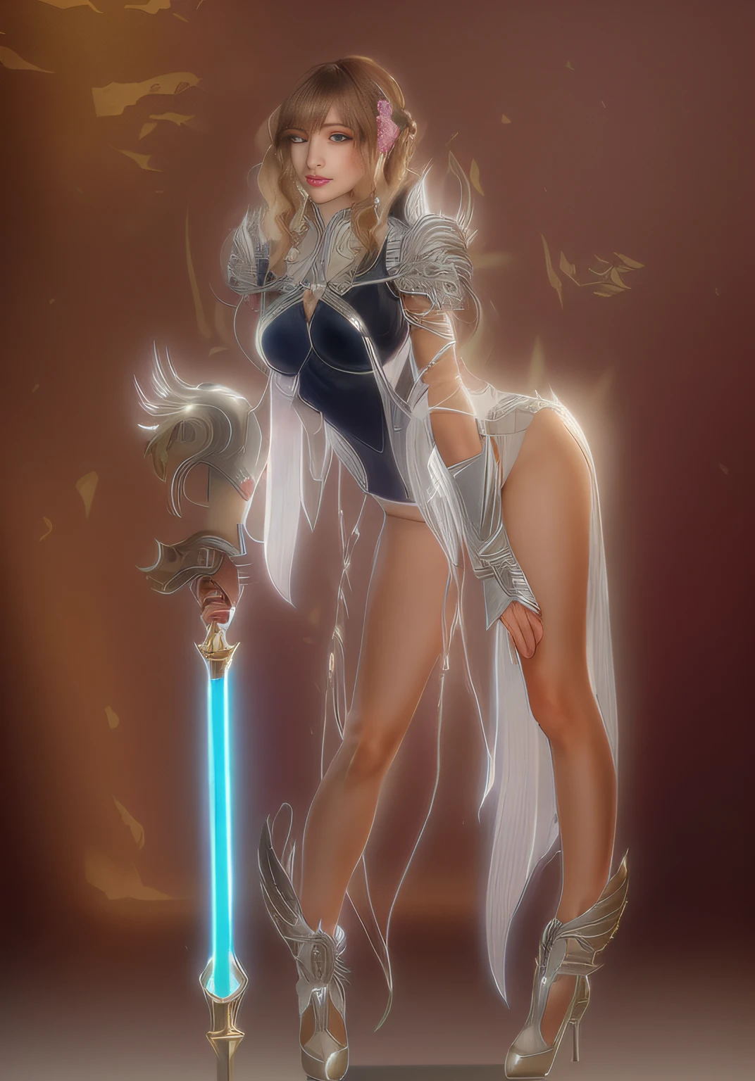 Angel with a sword, extremely erotic expressions, few and delicate armor, CG game special effects, full picture, spectacular scenes(8k, 4k, best qualtiy, A high resolution:1.2), (maasterpiece, realisticlying, photograph realistic:1.37), 1girl, solo, beauitful face, eyeslashes, nase, glossy lips, (Detailed eyes, looking at viewert, White skin of the, White skin of the:1.5), Delicate complexion, The upper part of the body, Large of breast,plumw,,, Outdoor hot spring, two sides up,Absurdly long hair,blond hairbl,with pink hair,By bangs,hair adornments,Bow knot, 年轻,