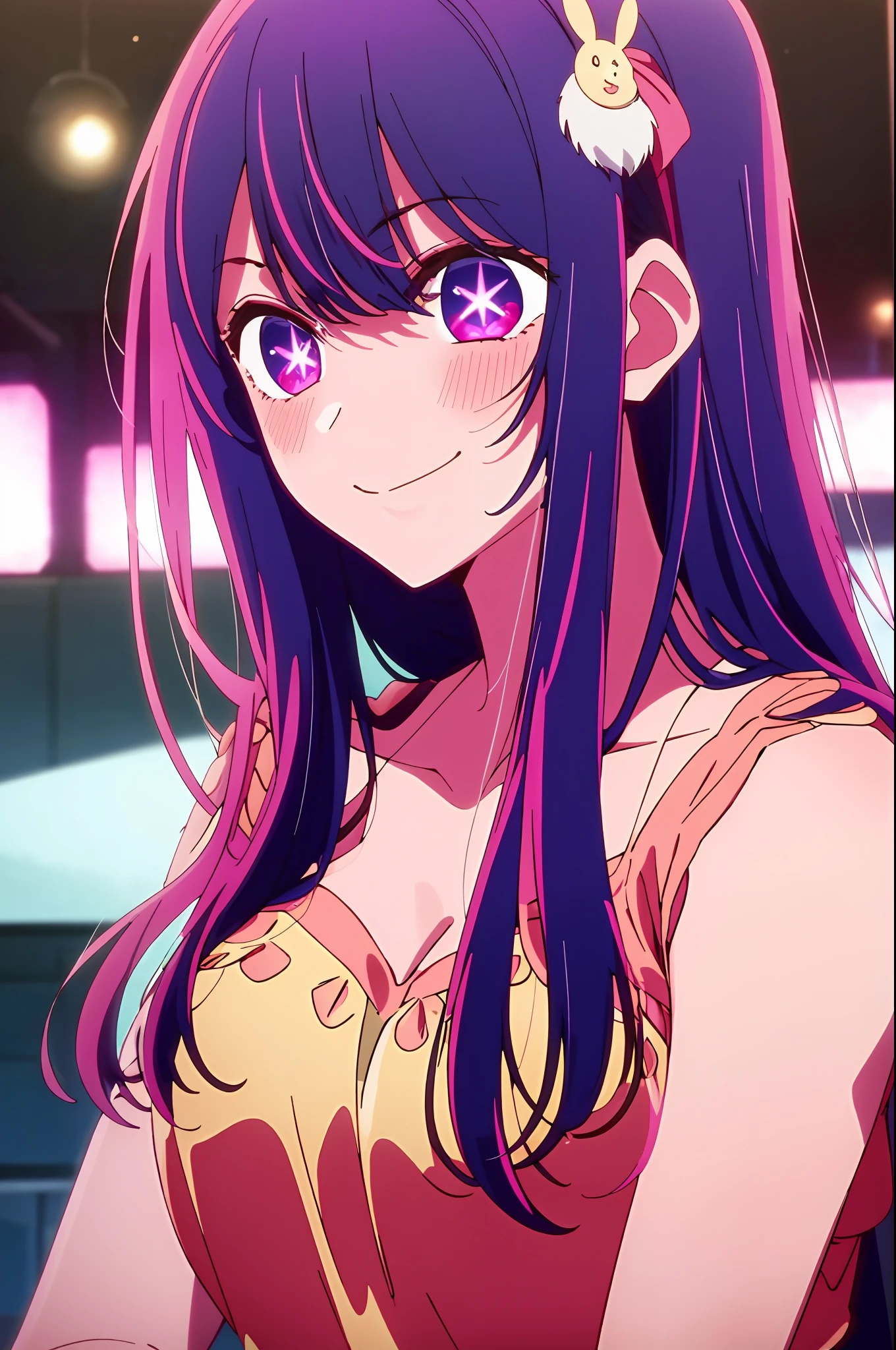 A close up of a person with long hair and purple eyes - SeaArt AI