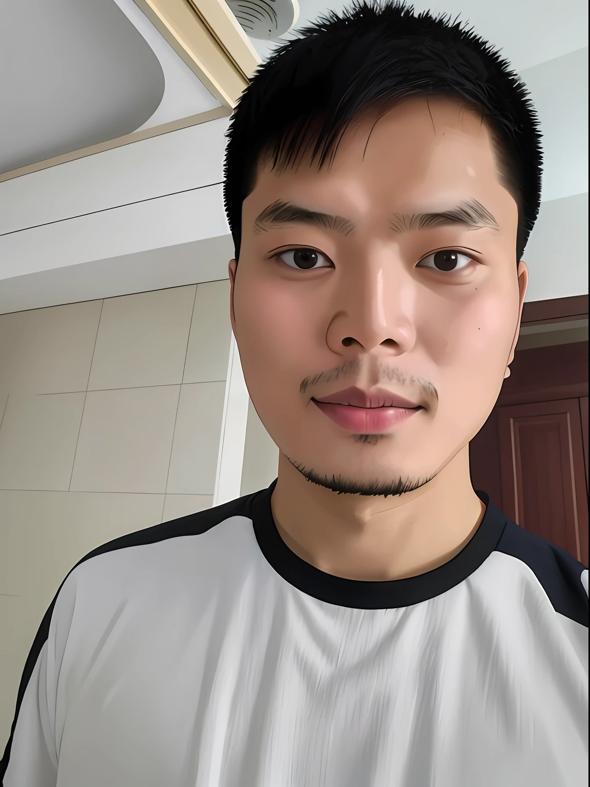 There was a man standing in the bathroom with a toothbrush, 8k selfie photograph, 2 7 years old, 2 8 years old, zeng fanzh, yanjun cheng, 2 9 years old, south east asian with round face, 3 2 - - old, 3 2 - year - old man, 2 3 years old, xintong chen