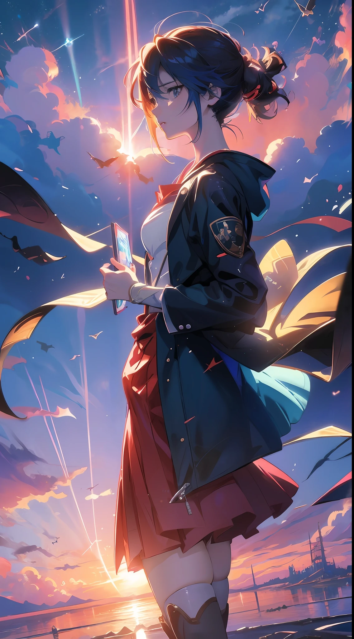 anime - style scene of a beautiful sky with a star and a planet, cosmic skies. by makoto shinkai, anime art wallpaper 4k, anime art wallpaper 4 k, anime art wallpaper 8 k, anime wallpaper 4k, anime wallpaper 4 k, 4k anime wallpaper, anime sky, amazing wallpaper, anime background, heaven planet in background, anime background art