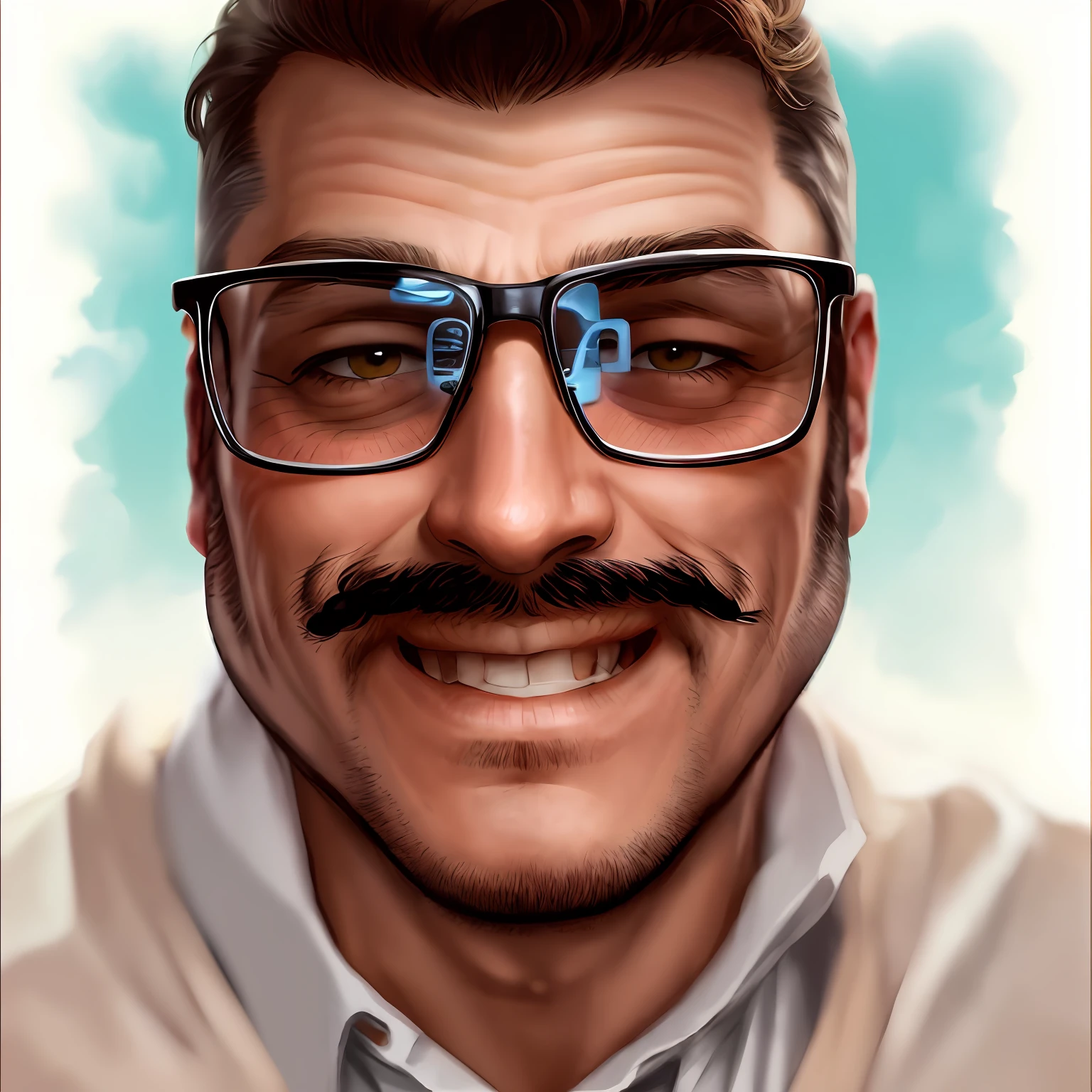 Man with glasses and mustache and wearing suit smiling for a photo, Unibrow, Foto de perfil do headshot, sem bigode, imagem do avatar, bigode grosso, with glasses and goatee, with nerdy glasses and goatee, Postagem no Reddit, Foto do perfil, com bigode aparado, com nerd! glasses! e cavanhaque, imagem de perfil, imagem profissional