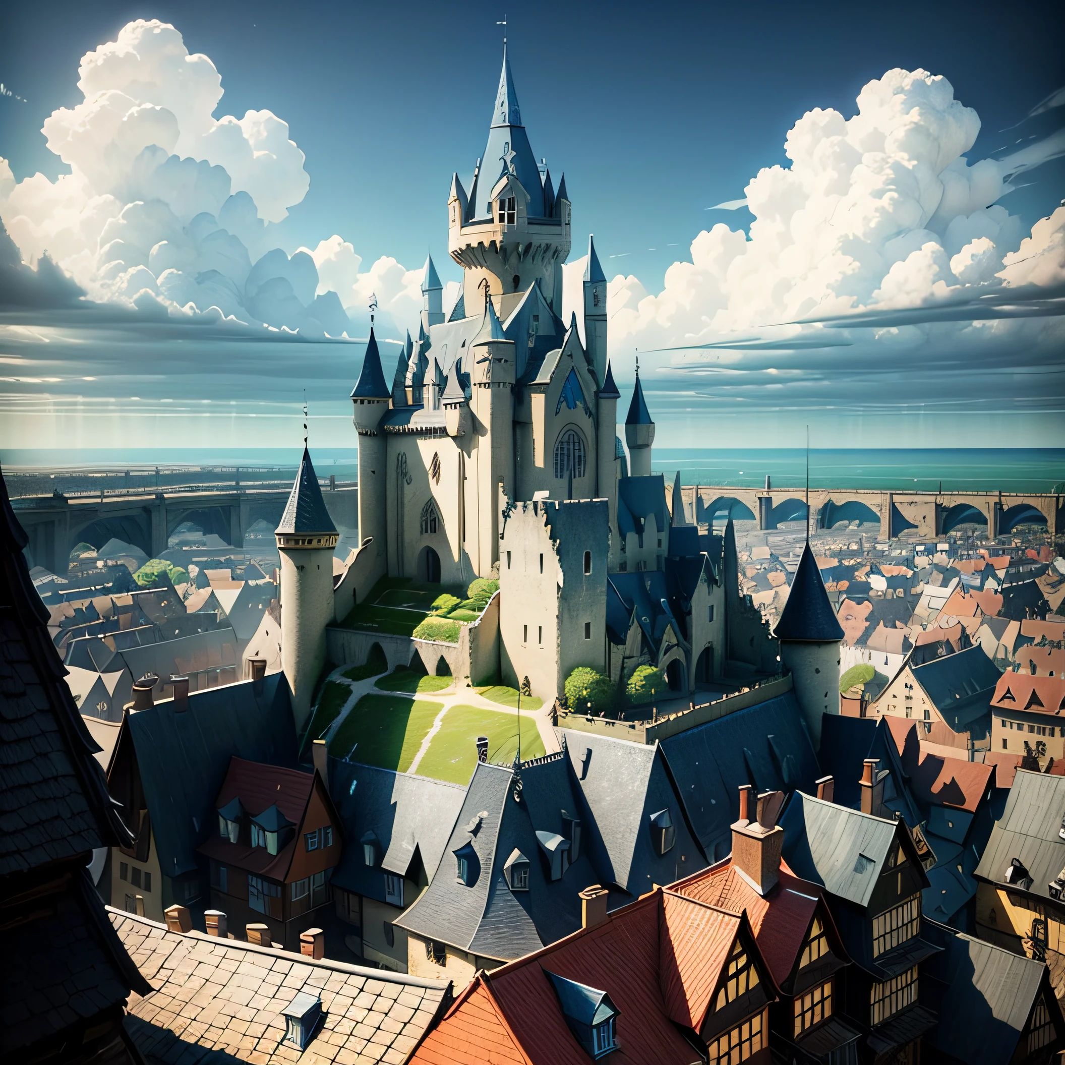 Build an XP project about RPG Maker"City and sky"Title background image(medieval times) --auto