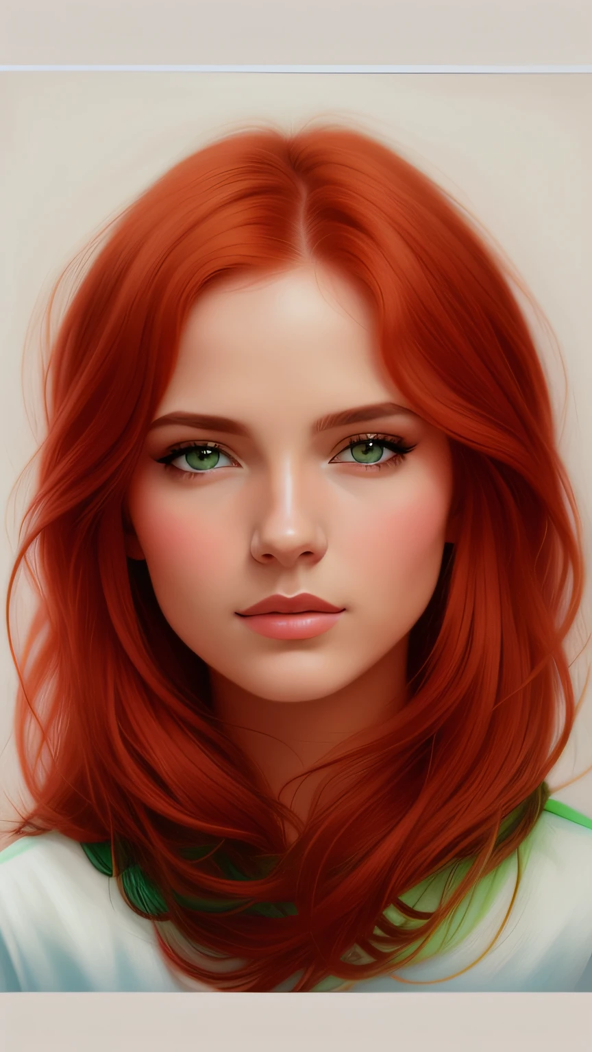 um close up de uma mulher com cabelos ruivos e olhos verdes, pintura digital realista, desenho digital realista, Realistic portrait, retrato feminino realista, retrato da arte do personagem, pintura digital fotorrealista, retrato de arte digital, arte digital realista, mulher ruiva, lindo pintura digital, retrato de personagem de closeup, pintura realista da bonito, retrato digital, realistic digital illustration, retrato detalhado do caractere