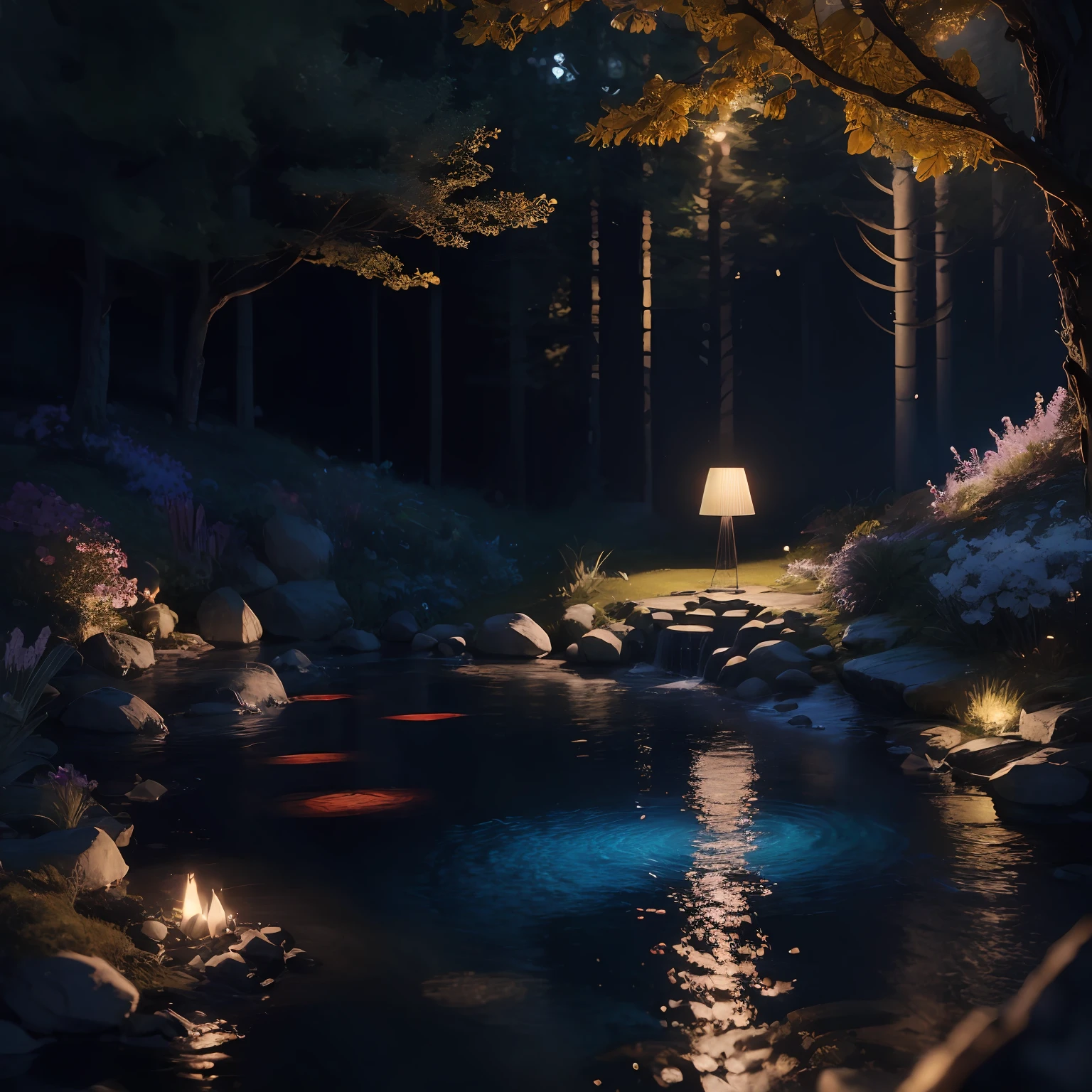Masterpiece, best quality, (very detailed CG unified 8k wallpaper), (best quality), (best illustration), (best shadow), glowing elf with a glowing deer, drinking water in the pool, natural elements in forest theme. Mysterious forest, beautiful forest, nature, surrounded by flowers, delicate leaves and branches surrounded by fireflies (natural elements), (jungle theme), (leaves), (branches), (fireflies), (particle effects) and other 3D, Octane rendering, ray tracing, super detailed , deer --auto --v6