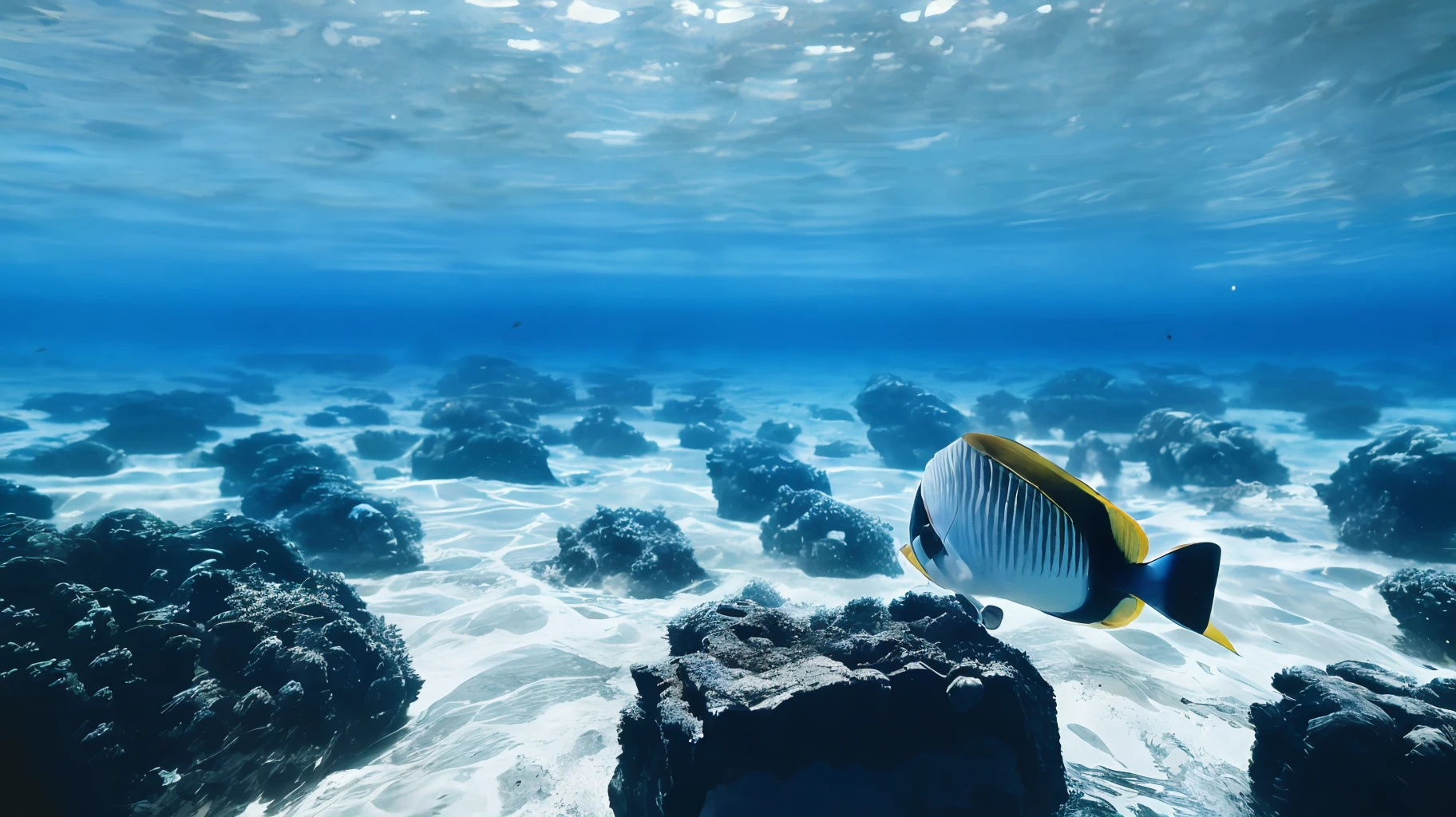 Underwater photo of fish 8k uhd, dslr, soft lighting, high quality, film grain, Fujifilm XT3