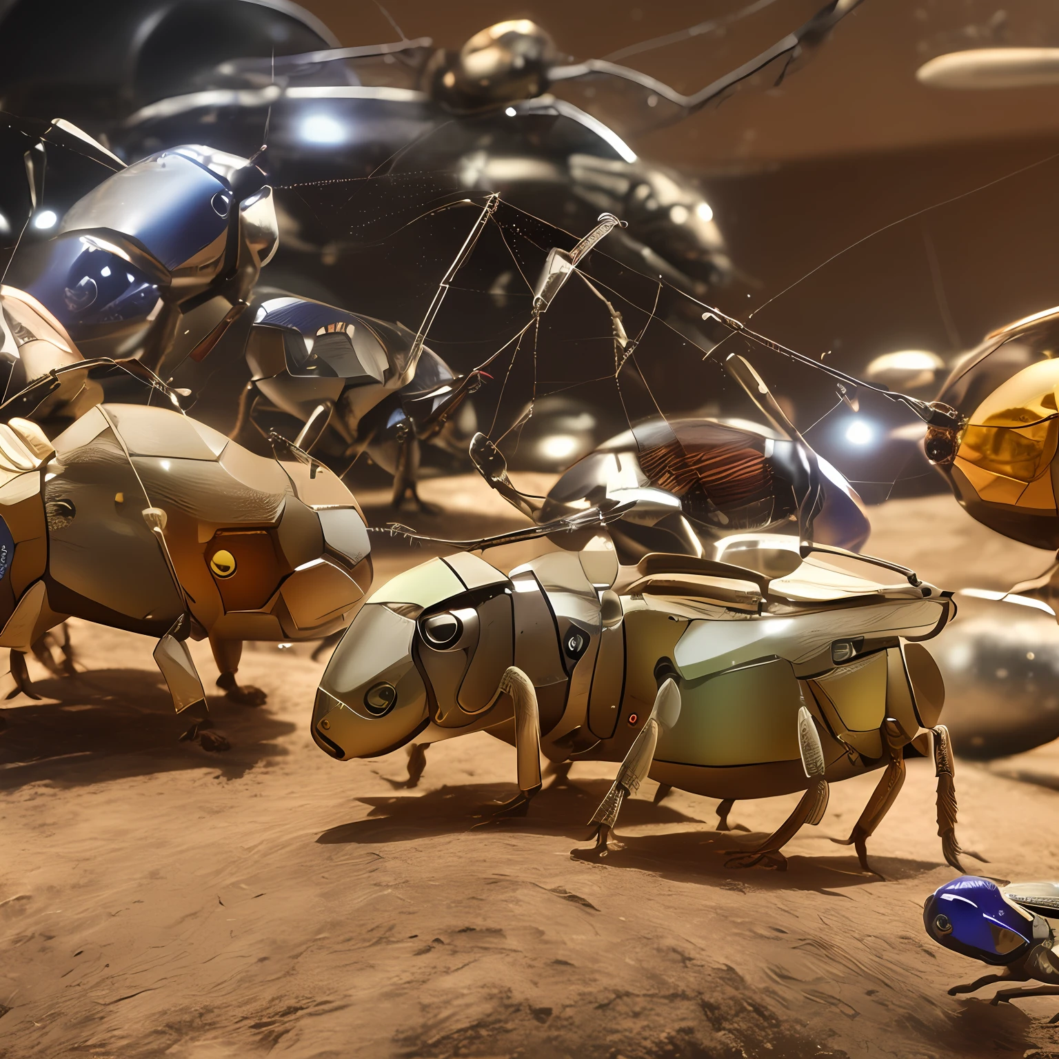 insectoids-mole-rats, skin and bone, biomorphs, metallic, opalescence, highly realistic, cinematic, fang, Surrealism, drop shadow, anaglyph, stereogram, tachi-e, pov, atmospheric perspective, 8k, super detail, accurate, best quality
