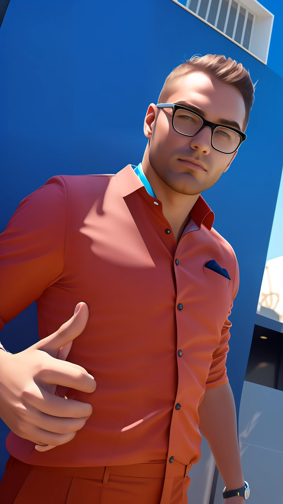 This person in a very elegant suit and tie with all possible adjustments