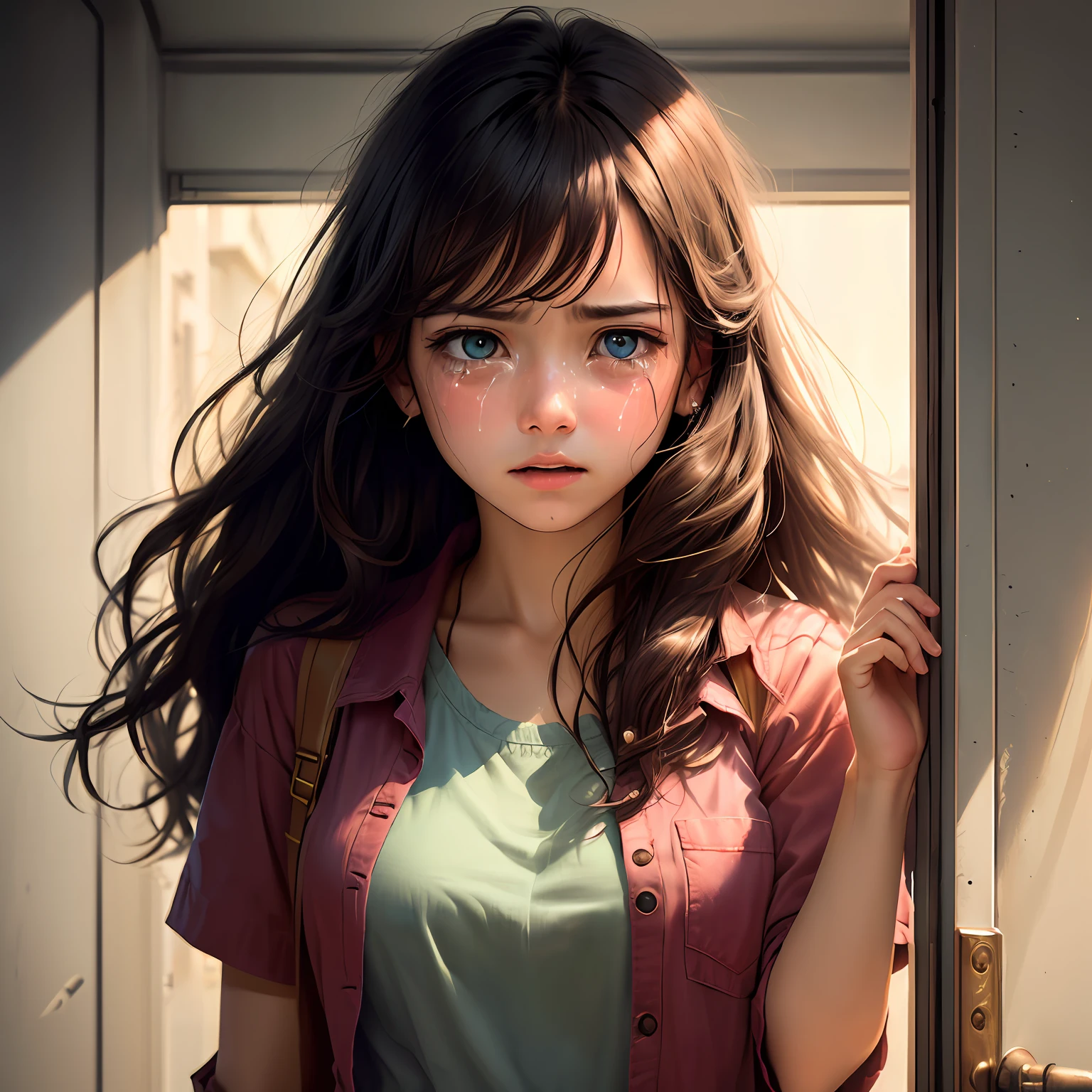The girl was disheveled and wanted to cry