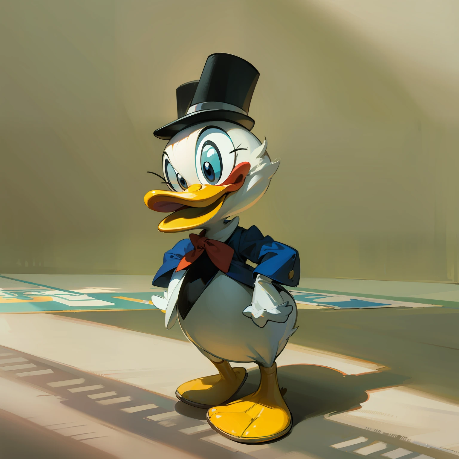 Donald Duck walks the carpet，Strong sense of light and shadow