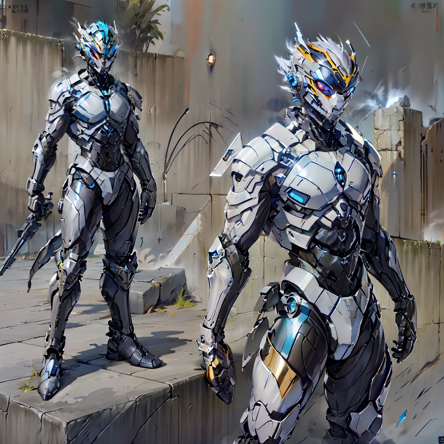Design a new version of the male character Jaspien,Completely modern and futuristic clothing。The overall design of the clothing borrows from the Chinese dragon。The costume should retain the essence of the character,But with a modern design。It should look technologically and advanced,It has metal materials,Aerodynamic lines and cybernetics details。The main color of the garment should be bright metallic white,With shiny black details。The armor of this suit should be smooth,The armor of the trunk part fits the body,Has a perfect male muscle line,Provides mobility without compromising durability。
Jaspion helmets should have a modern look,At the same time, It has the design sense of Chinese dragon,Ferocious majesty,Dragon horn with a metallic texture。The Armored Eye also has a dragon's eye design。With holographic visor,Can enhance your eyes and protect your identity。Displays can display tactical information and analyze the surrounding environment。
Additionally,The set can also be equipped with additional accessories,For example, Jet thrusters on wrists and boots,Enables Jaspion to fly and make powerful jumps。It can also carry technical weapons,For example, Energy swords with shiny blades or other futuristic weapons that interest you。
Feel free to be creative and innovative when redesigning your outfits,Remember,The end result should be a stunning and iconic new version of Jaspion。。。。,Embodies the spirit of classic heroism,With a modern and futuristic twist