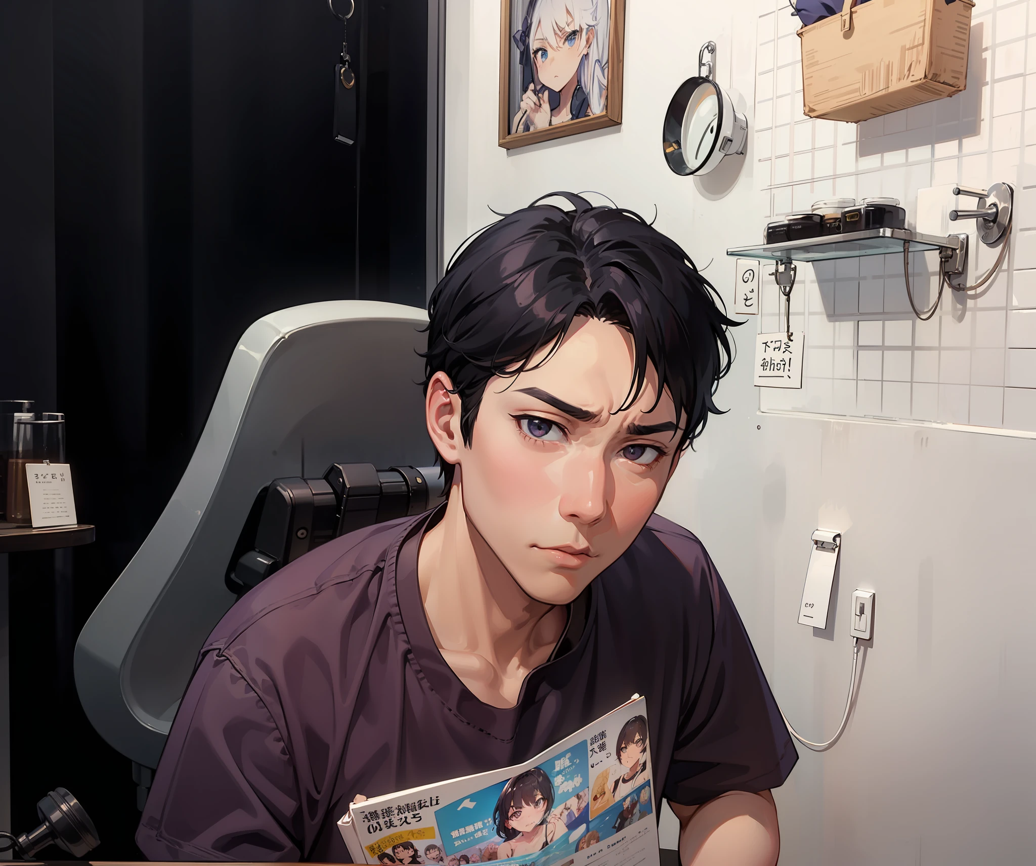 musculature、big nose、Looking here、Looking at the camera、glaring