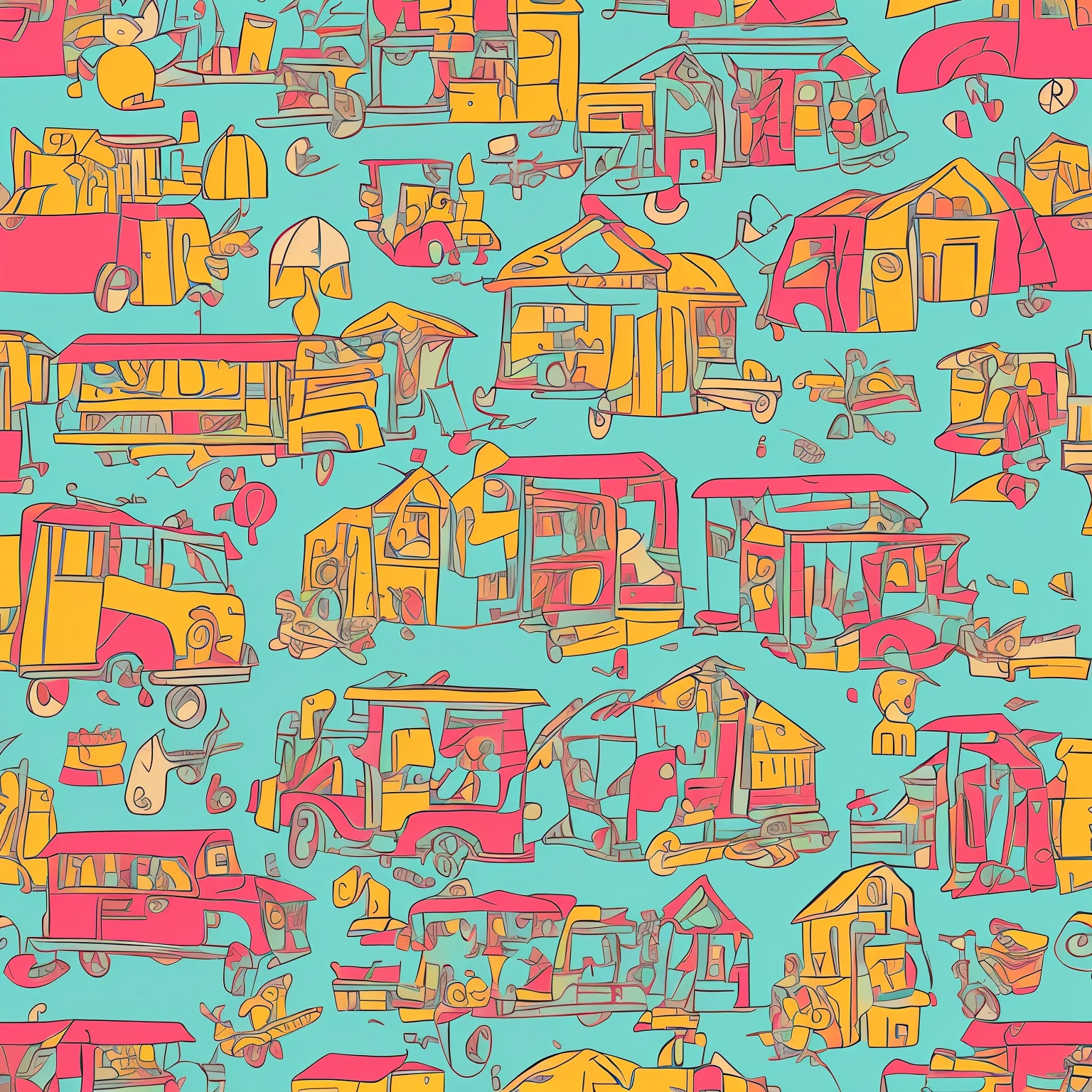 Country manor bright colors cartoon ,steins,casa,plethora of colors,Illustration style