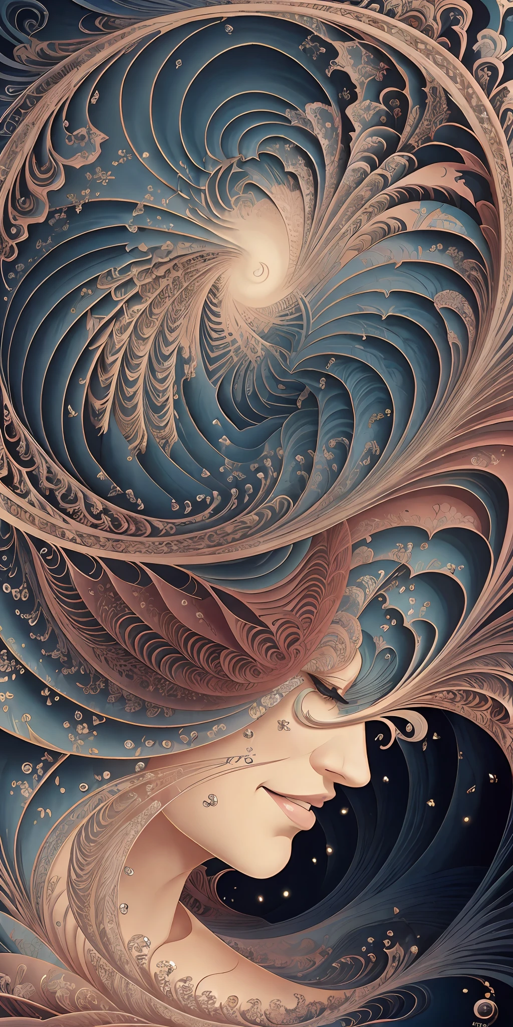 arte greatwave Alex cinza arte Fractal Face happy Splitting, tons rosa