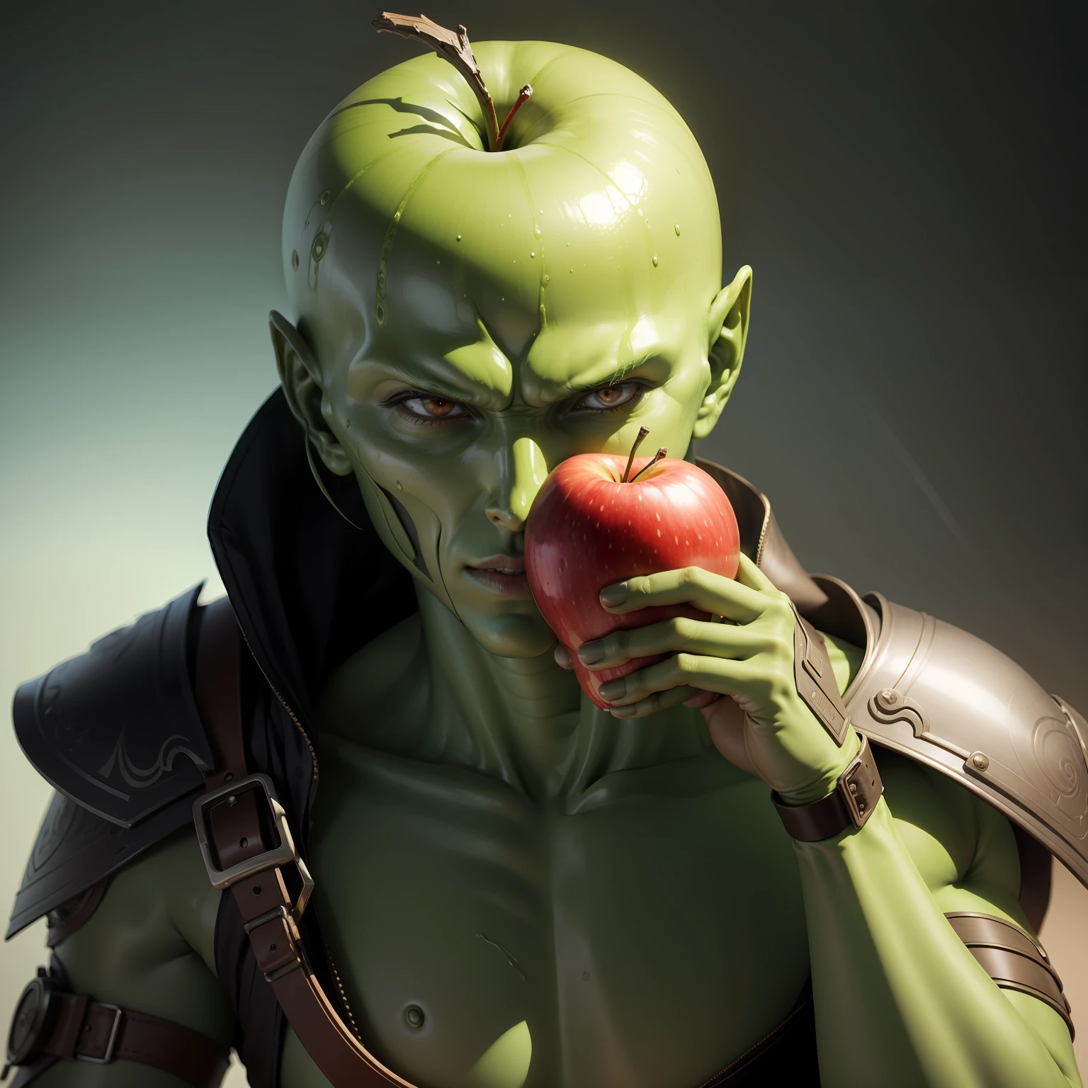 humanoid being that looks like an apple